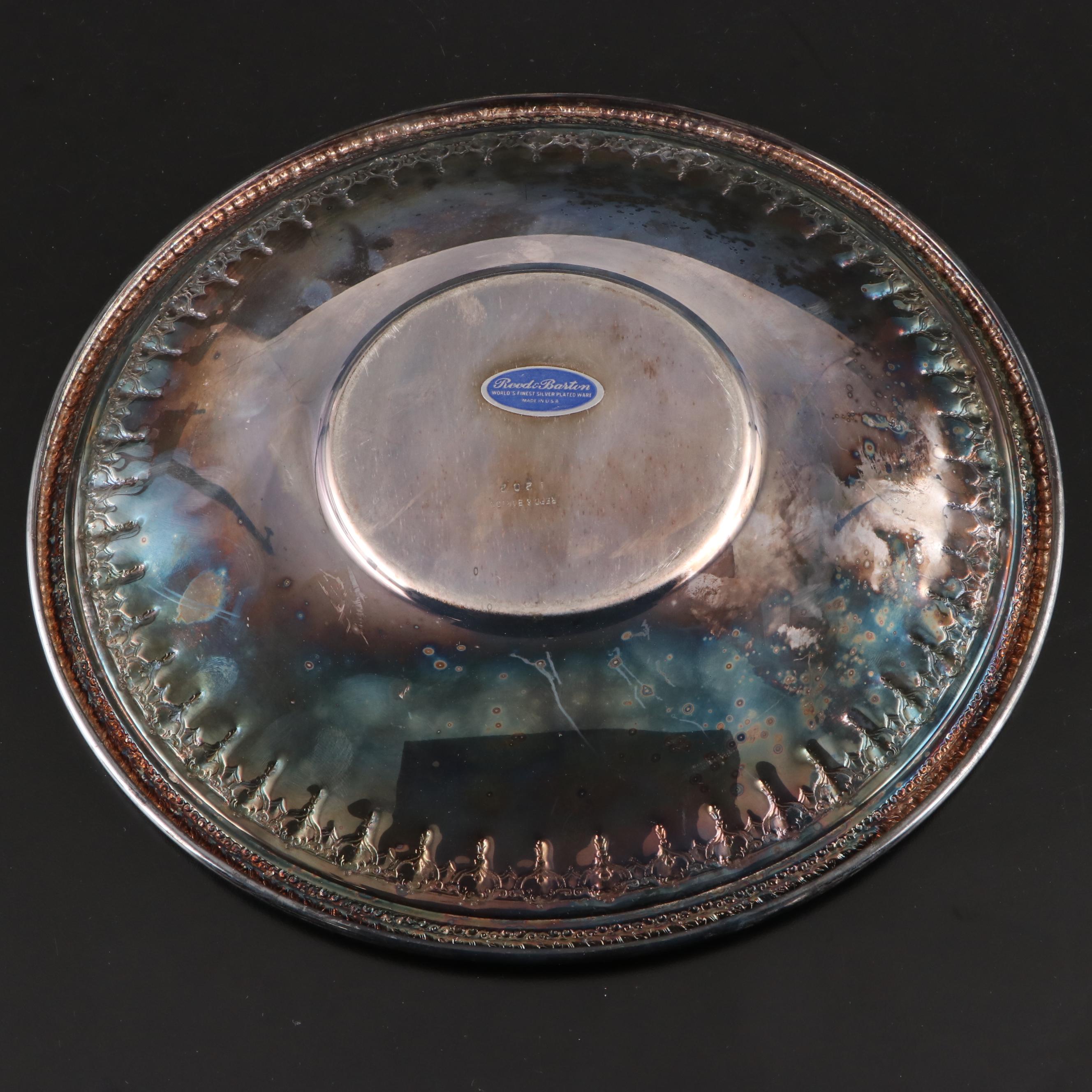 Reed & Barton Art Nouveau Silver Plate Engraved Teapot with Silver Plate Trays