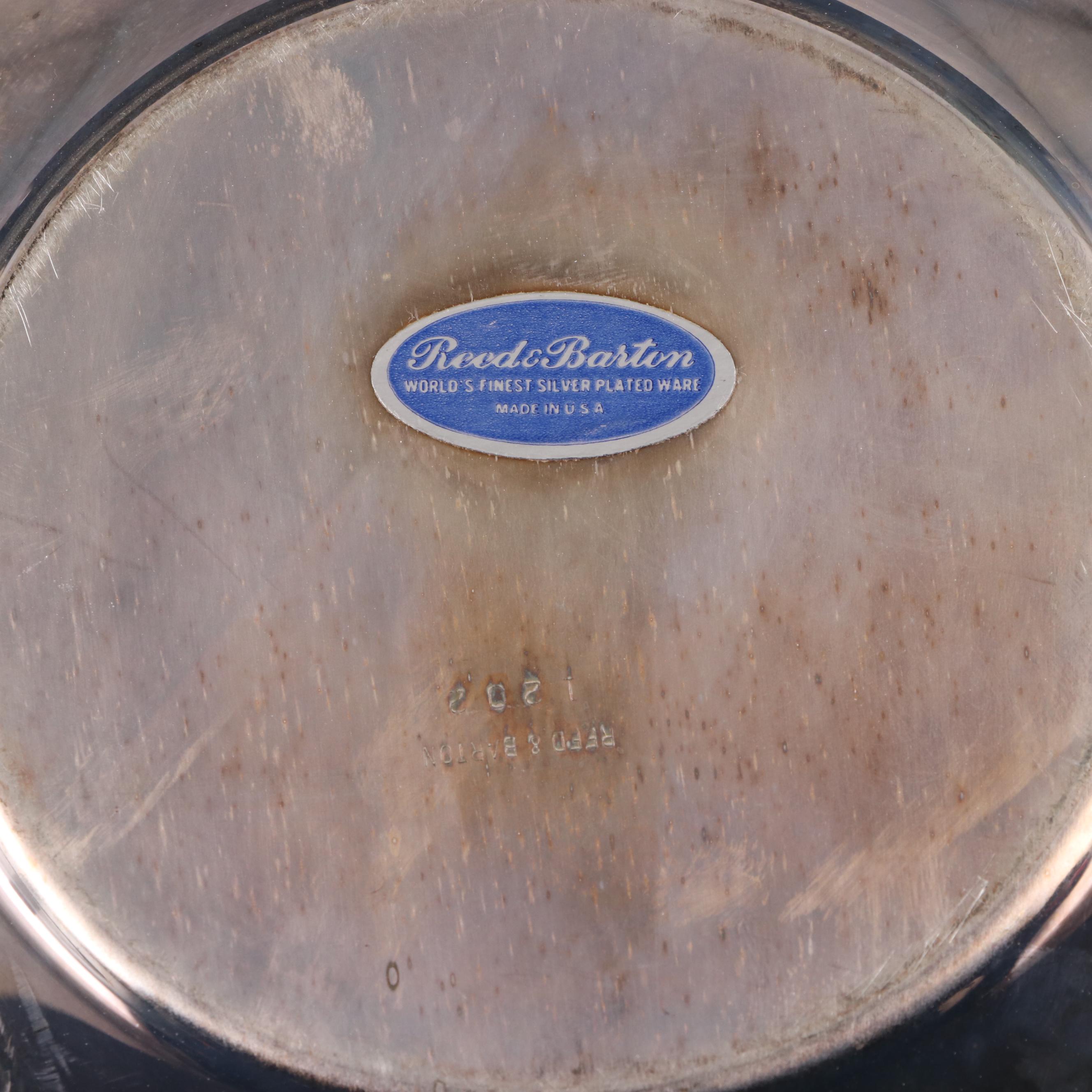 Reed & Barton Art Nouveau Silver Plate Engraved Teapot with Silver Plate Trays