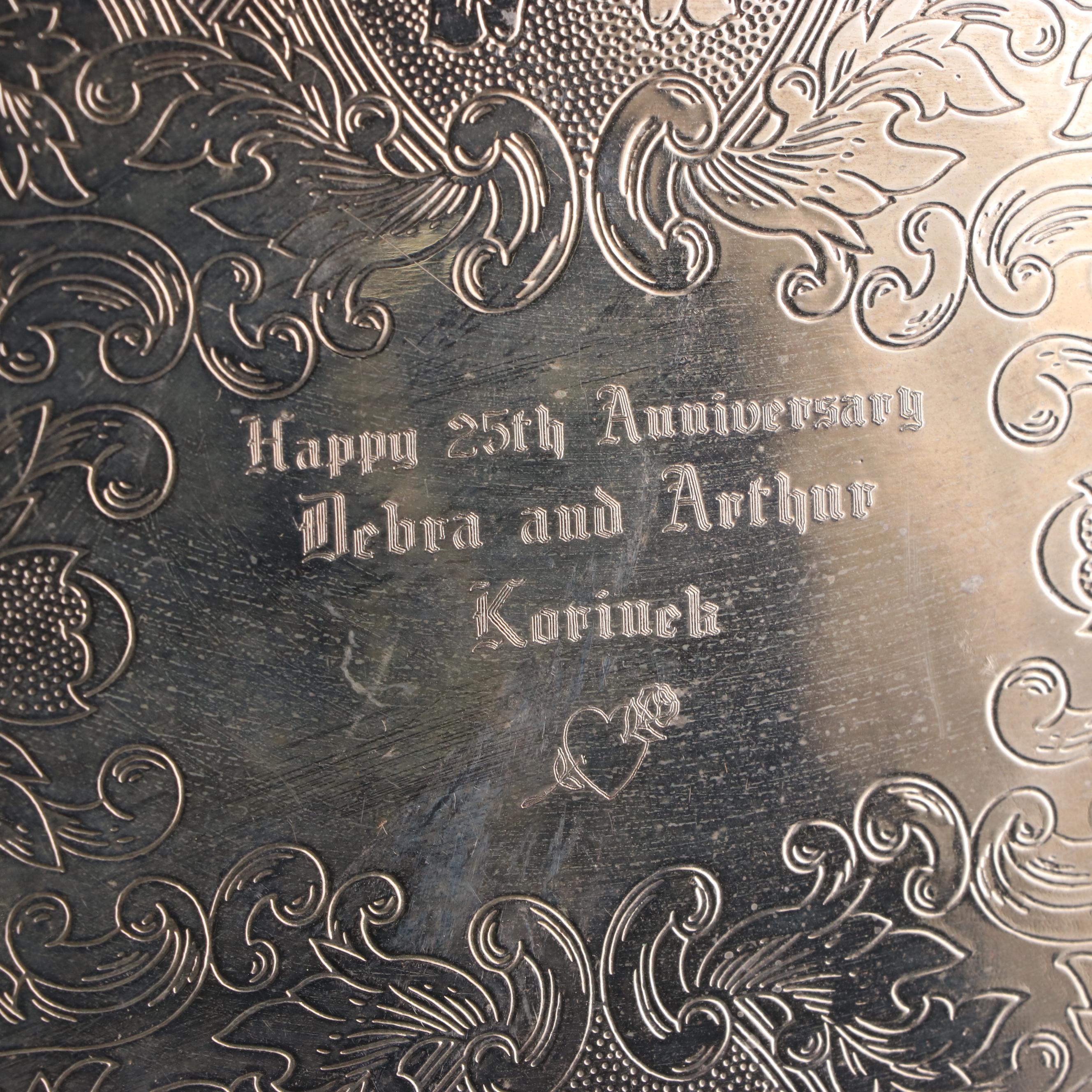 Reed & Barton Art Nouveau Silver Plate Engraved Teapot with Silver Plate Trays