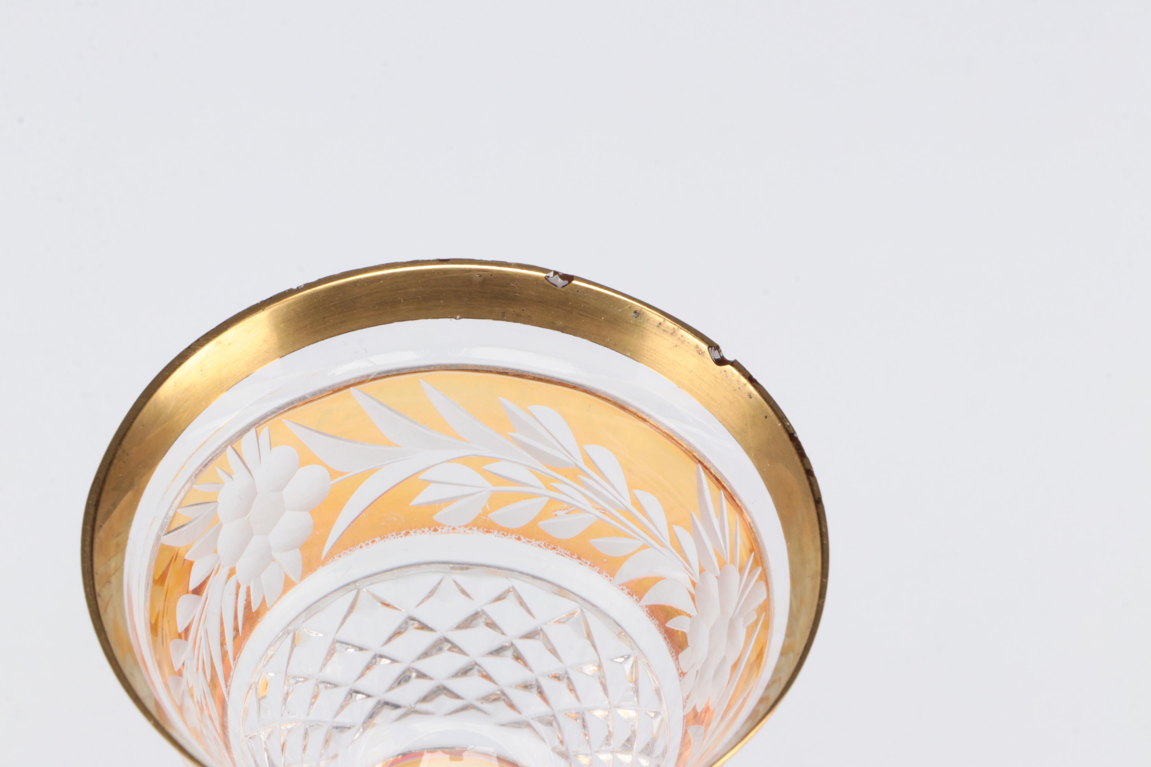 Ebeling & Reuss Cut to Clear Crystal Decanter and Cordial Glasses with Tray