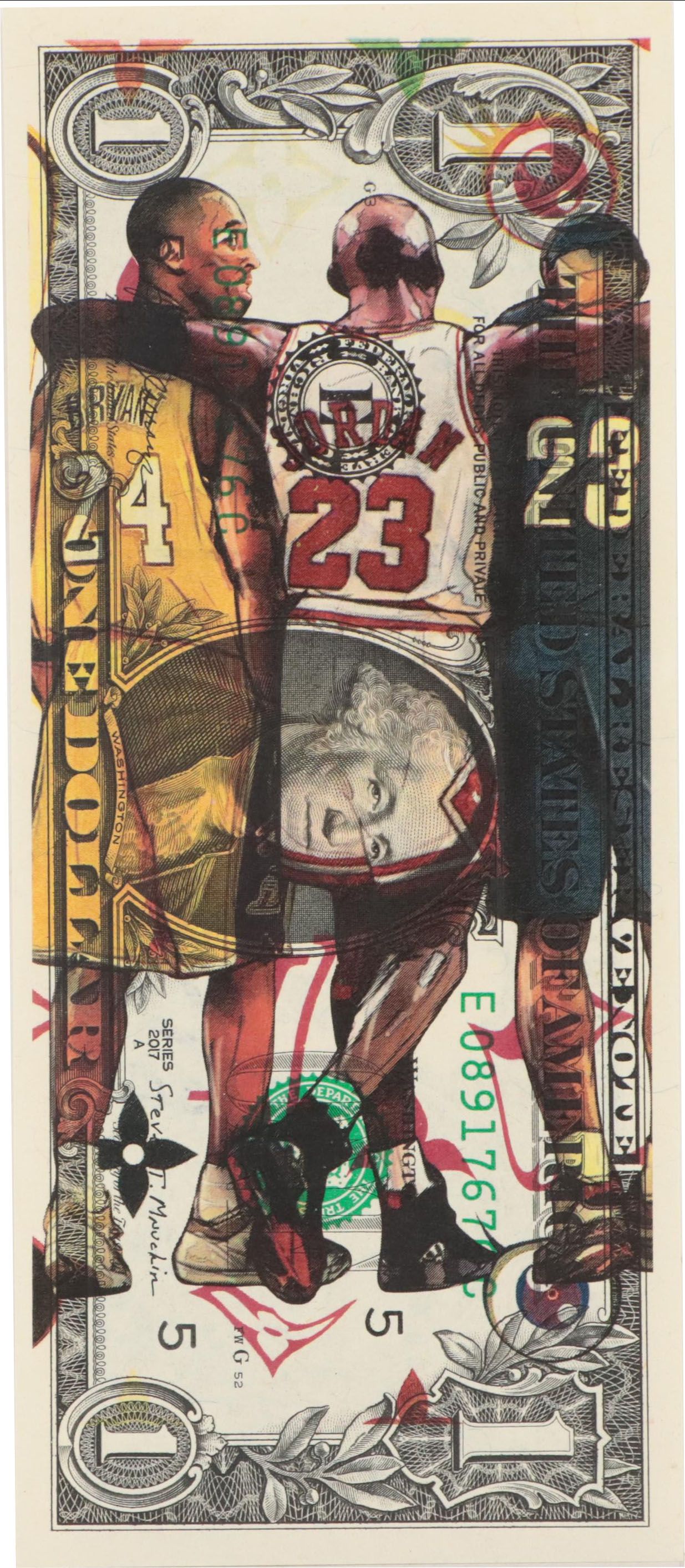 Death NYC Pop Art Graphic Print of Basketball on Dollar Note, 2022