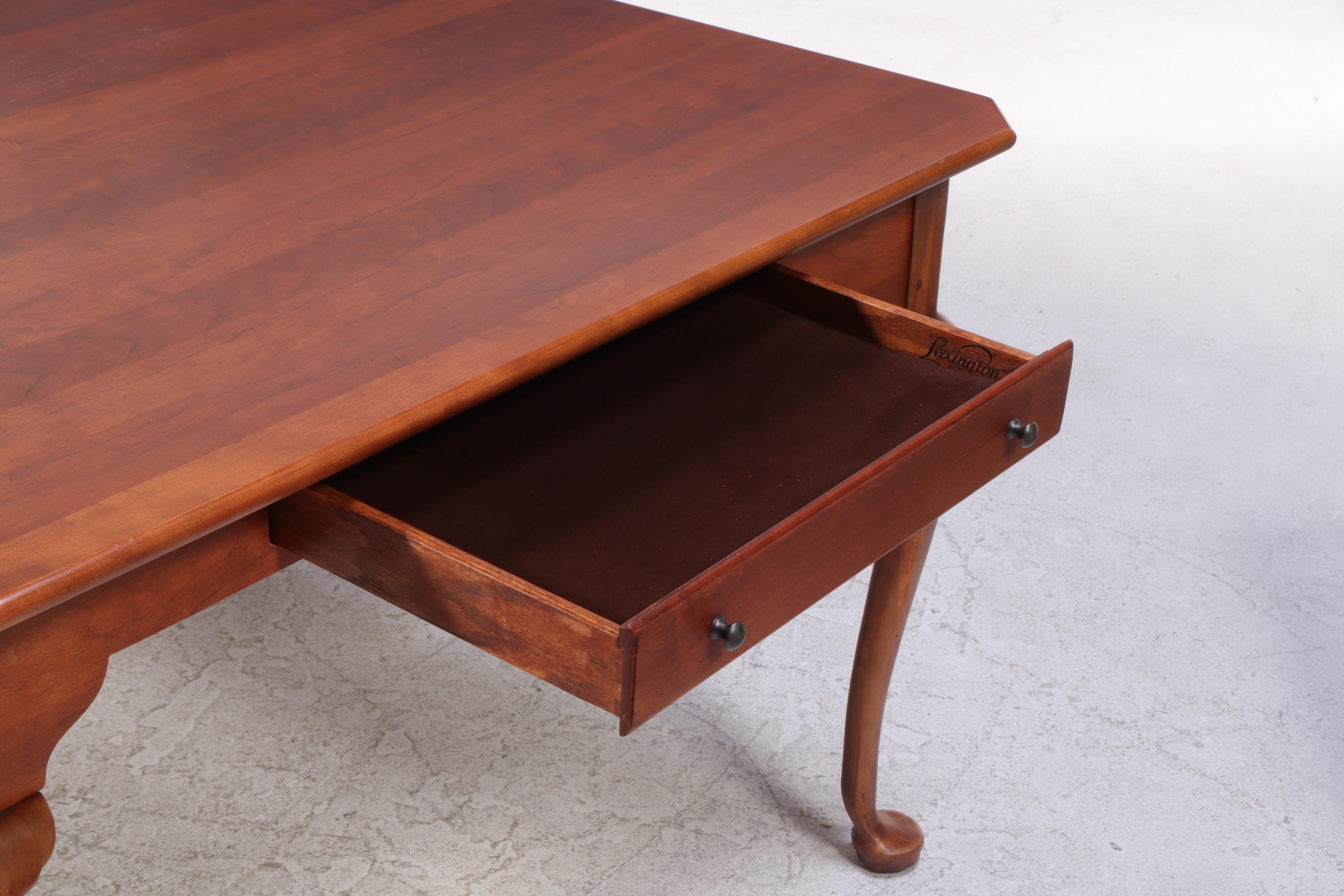 Lexington Queen Anne Style Cherry Dining Table with Eight Chairs