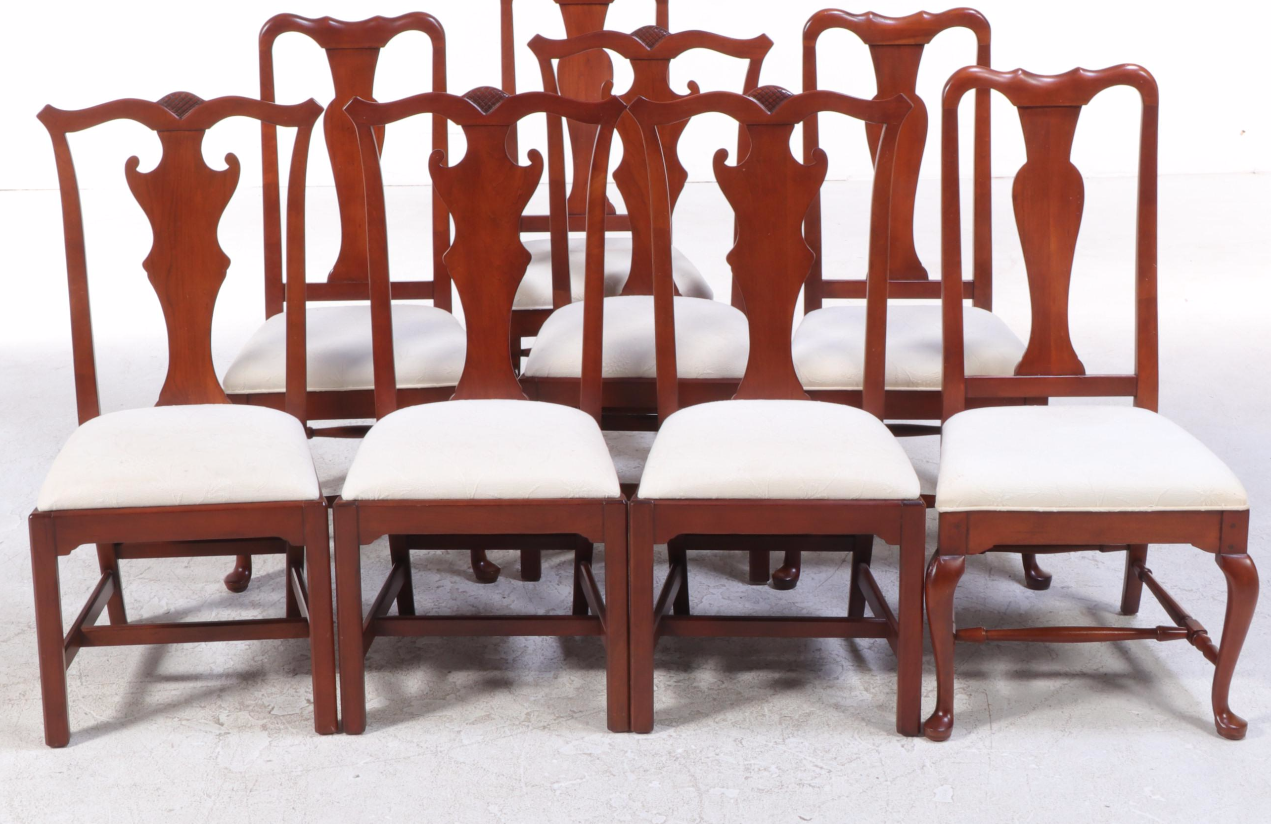 Lexington Queen Anne Style Cherry Dining Table with Eight Chairs