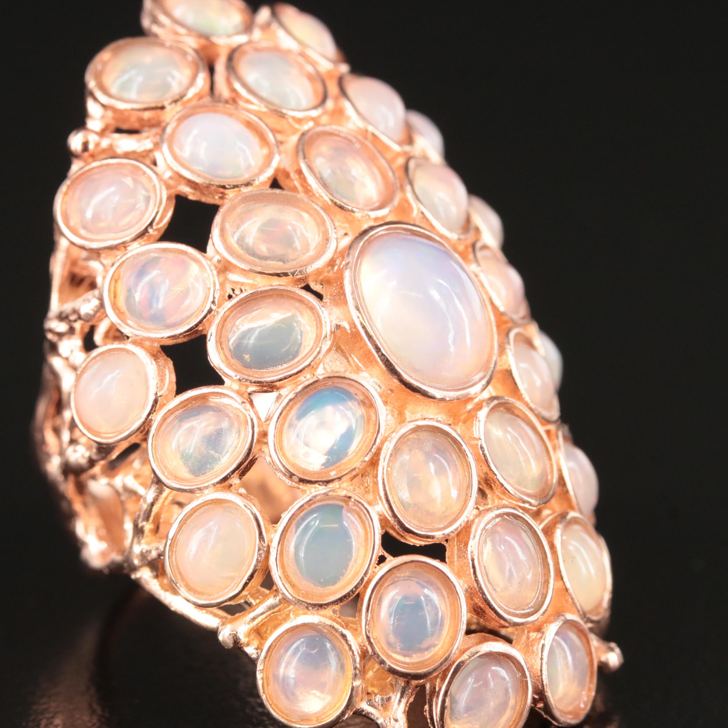 Sterling Opal Biomorphic Pointer Ring