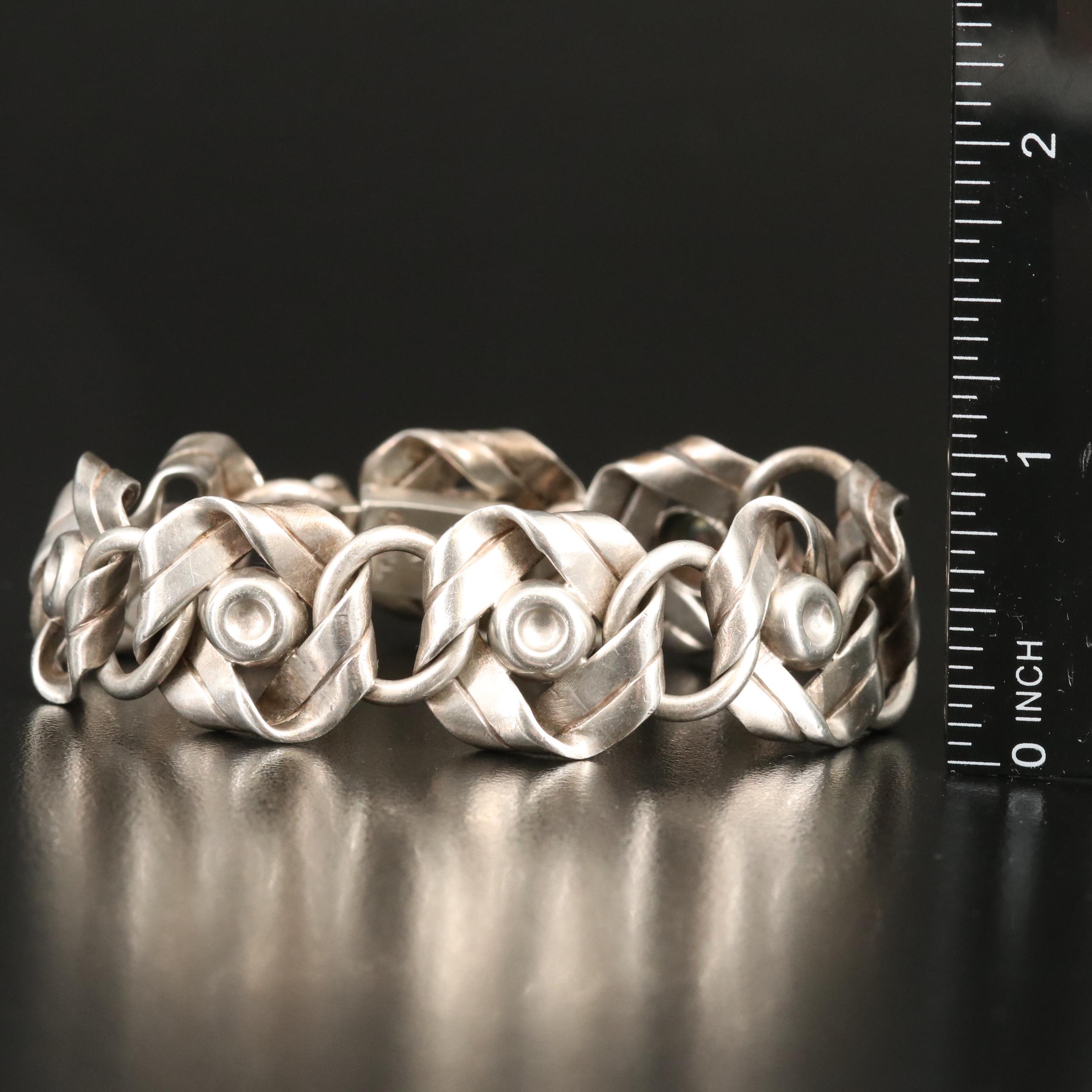 Hector Aguilar 940 Silver Ribbon Link Bracelet