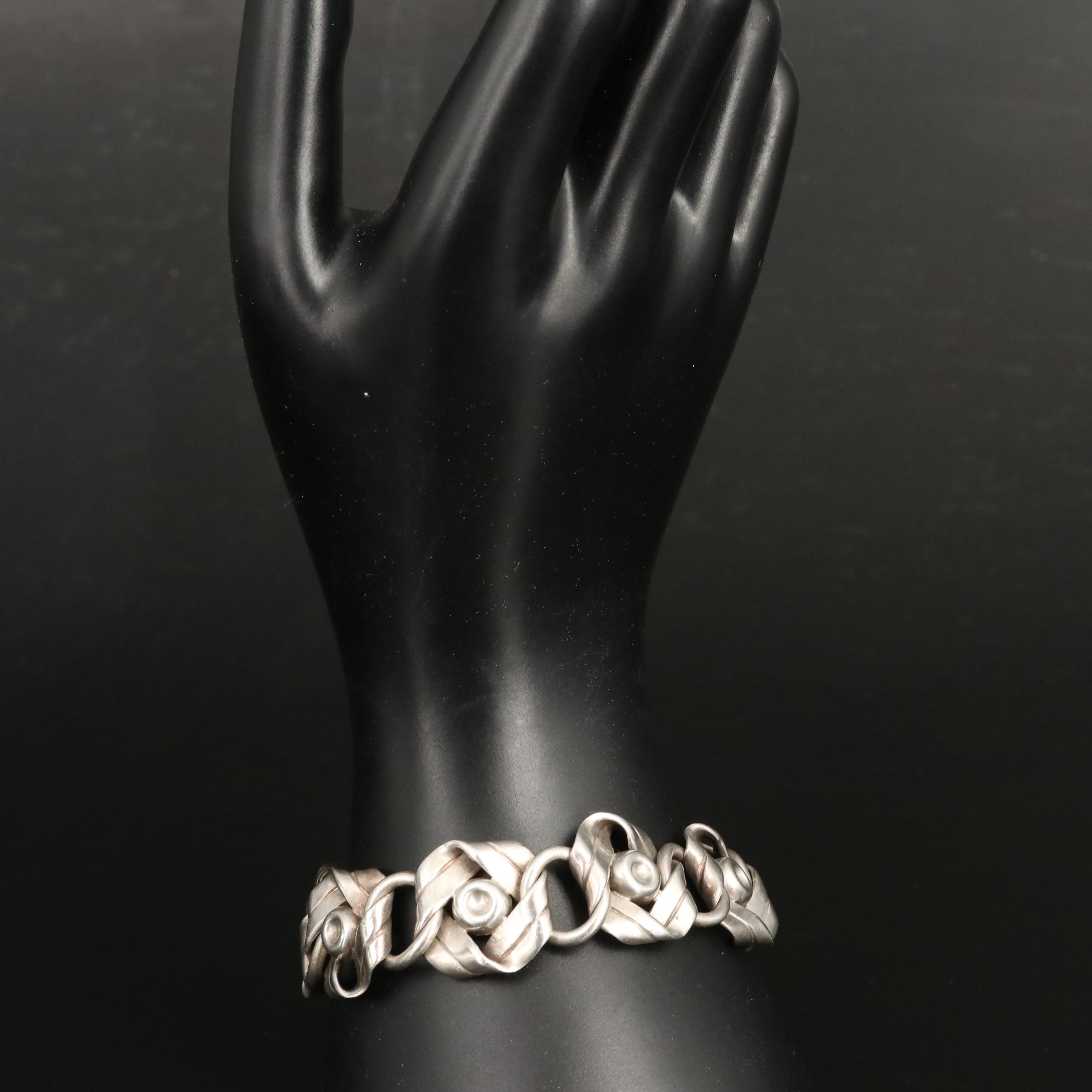 Hector Aguilar 940 Silver Ribbon Link Bracelet