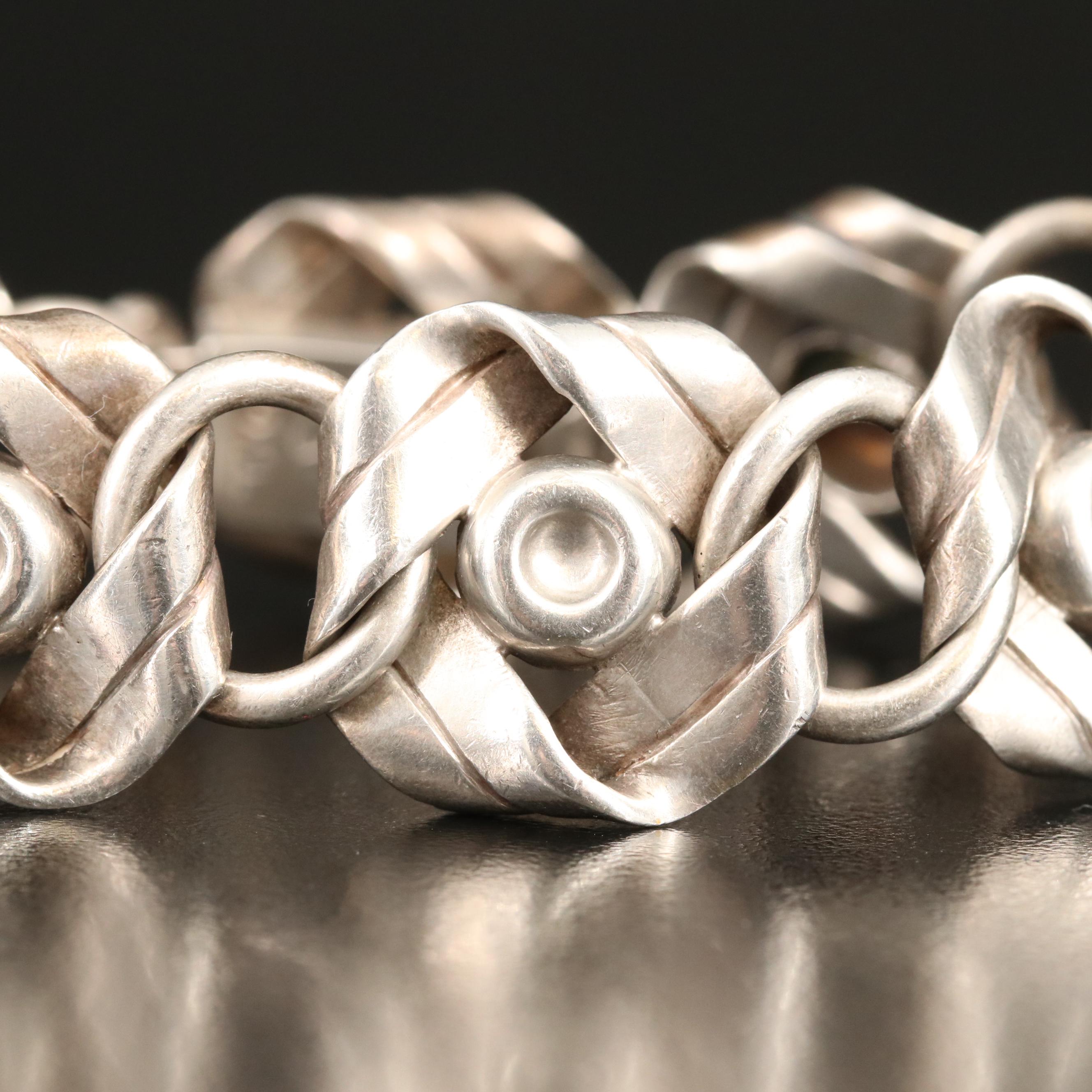 Hector Aguilar 940 Silver Ribbon Link Bracelet