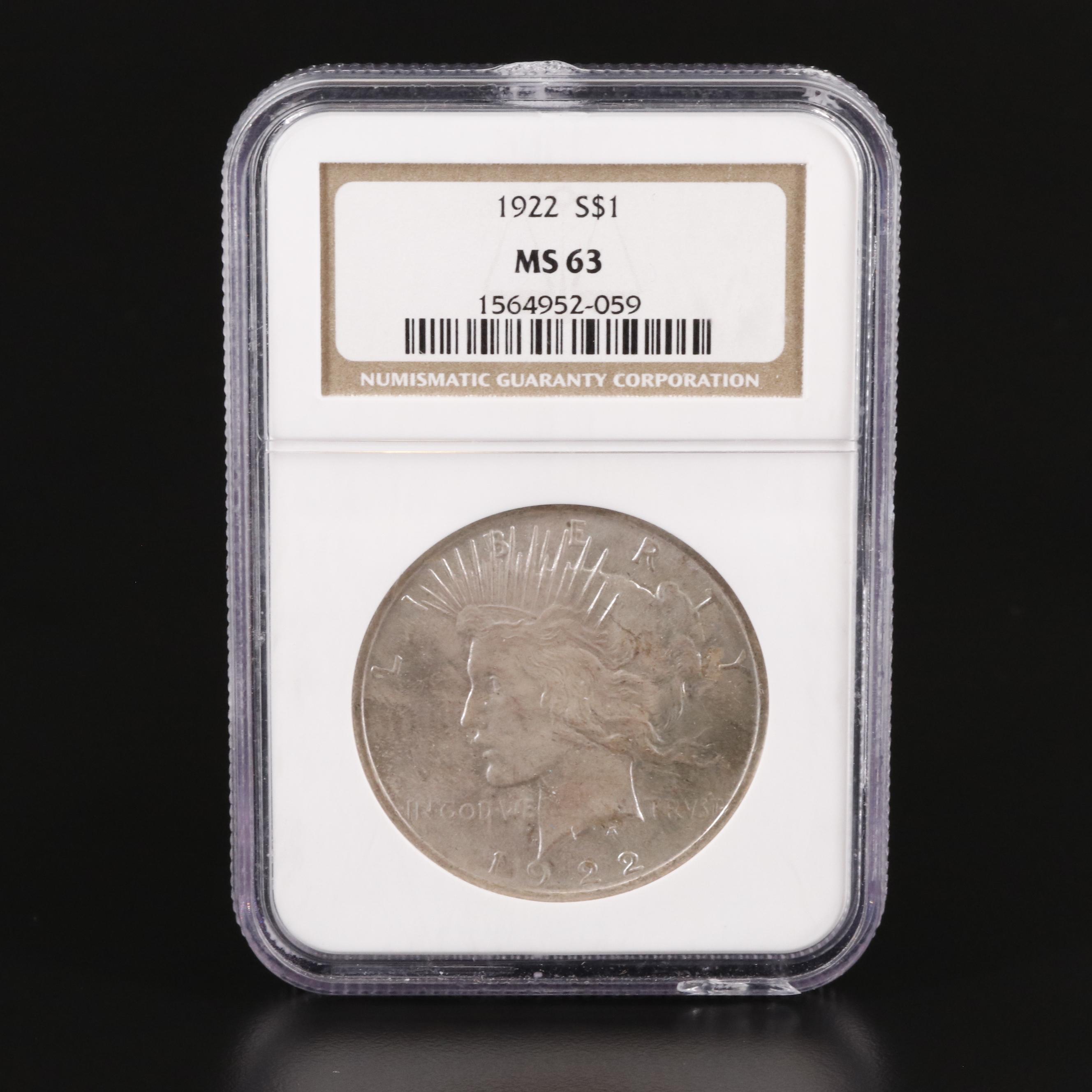 NGC MS63 1922 Peace Silver Dollar