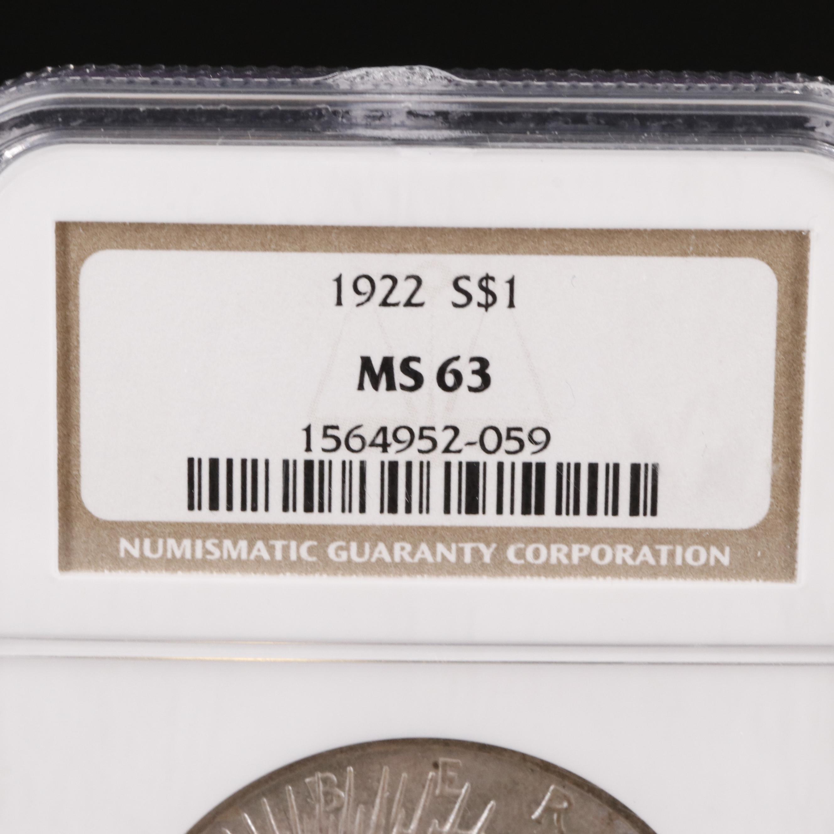 NGC MS63 1922 Peace Silver Dollar