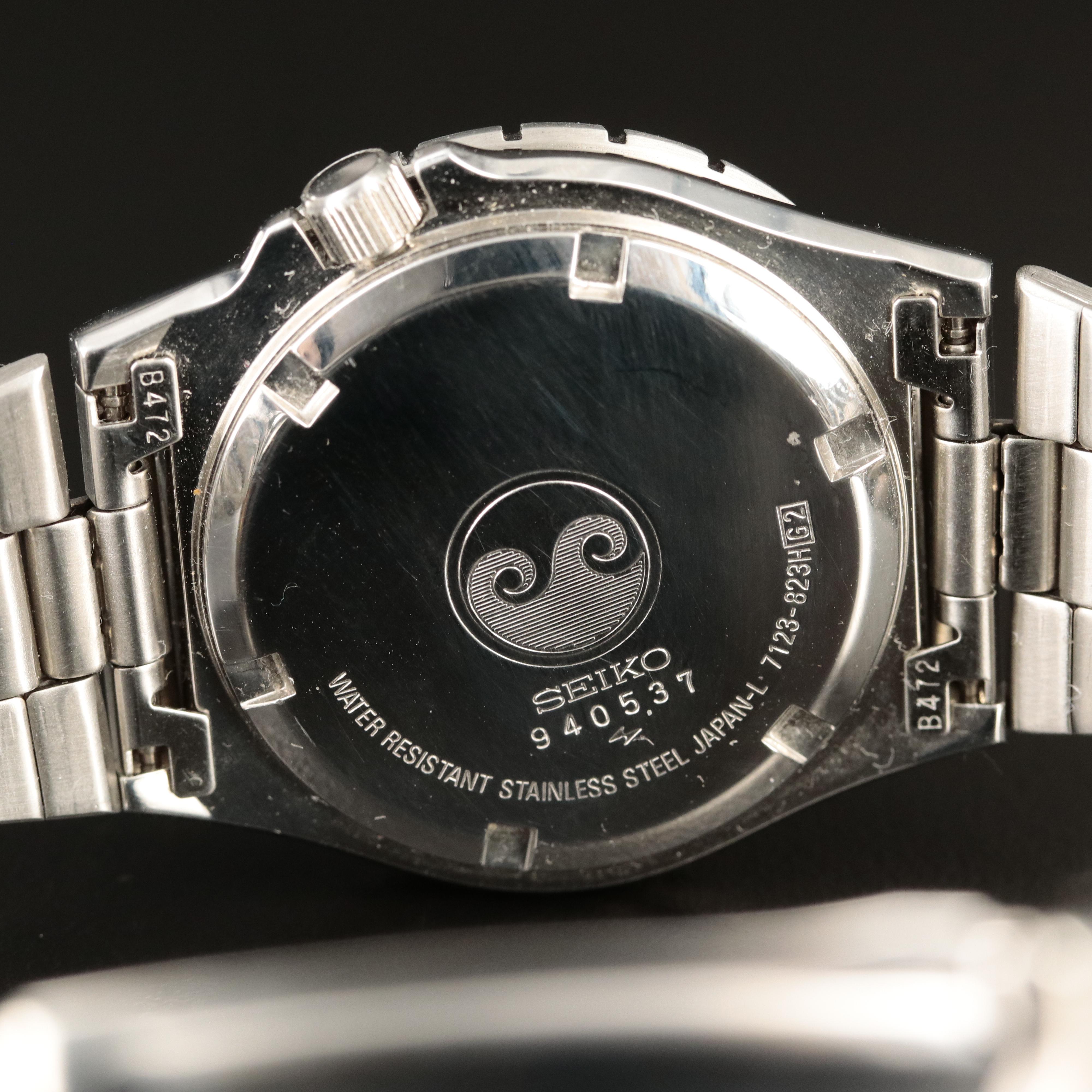 Seiko Sports 100 Day-Date Stainless Steel Watch