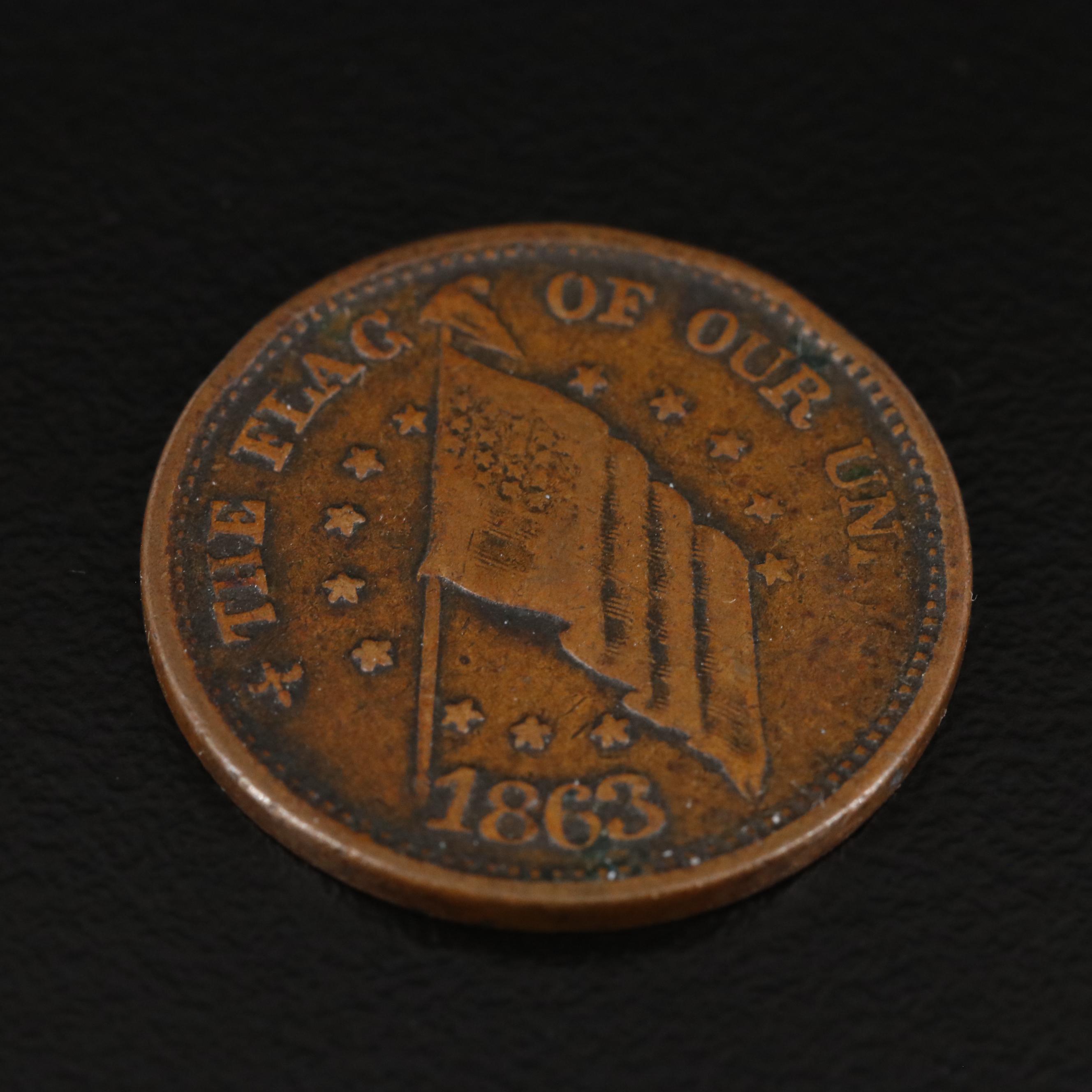 1863 Civil War "The Flag Of Our Union" Token