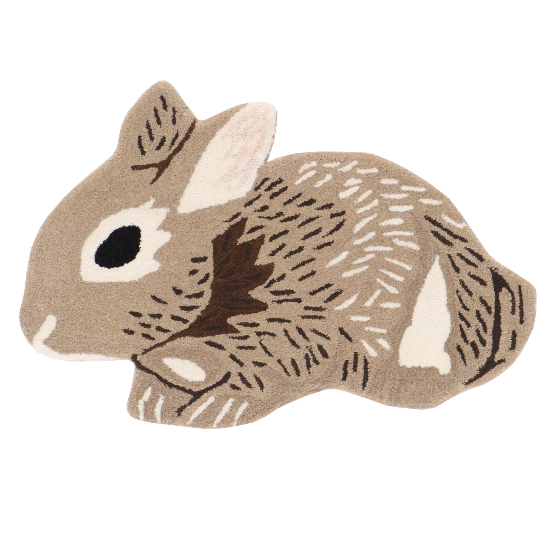 2' x 3' Hand-Tufted Bunny Rabbit Shaped Accent Rug