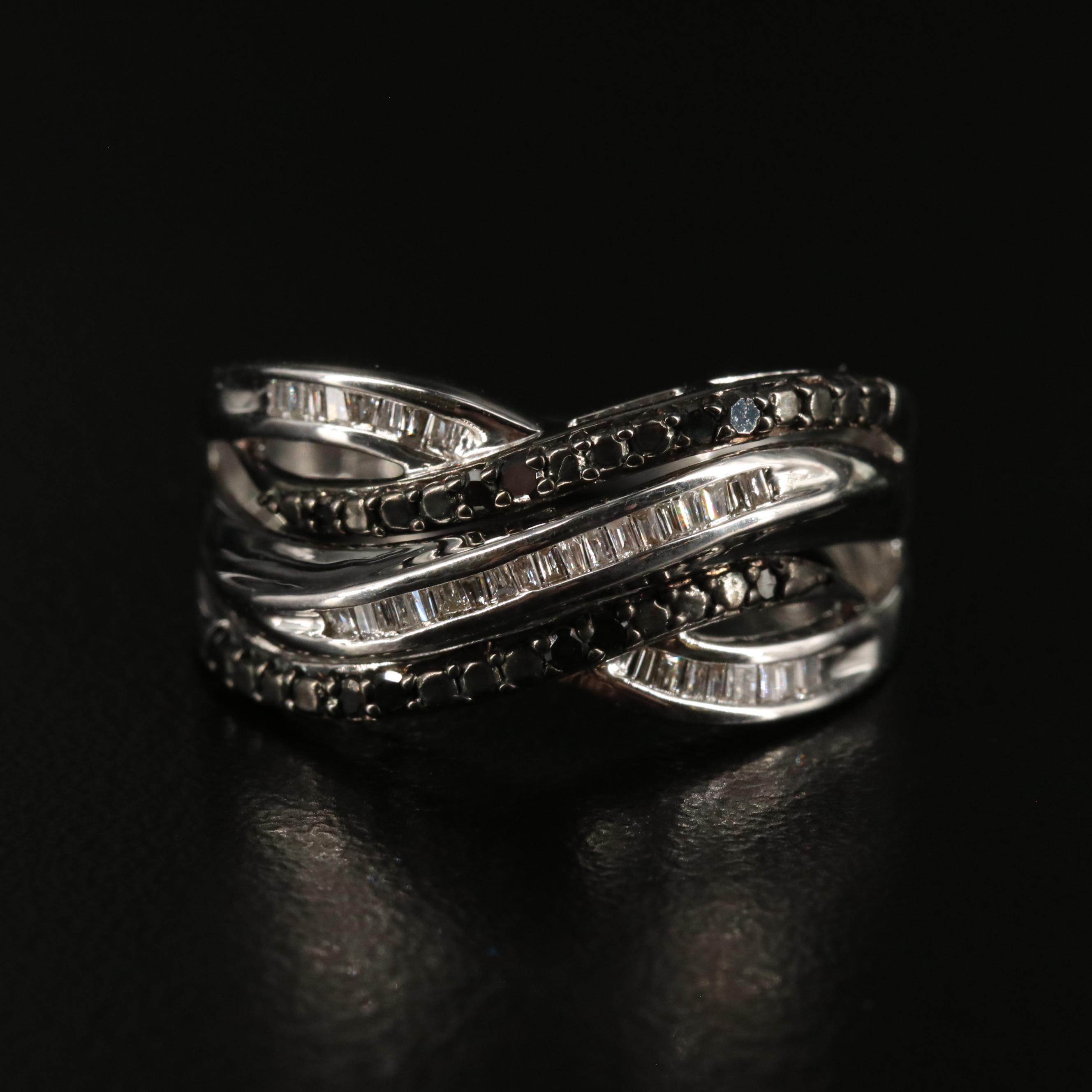 Sterling Diamond Crossover Ring