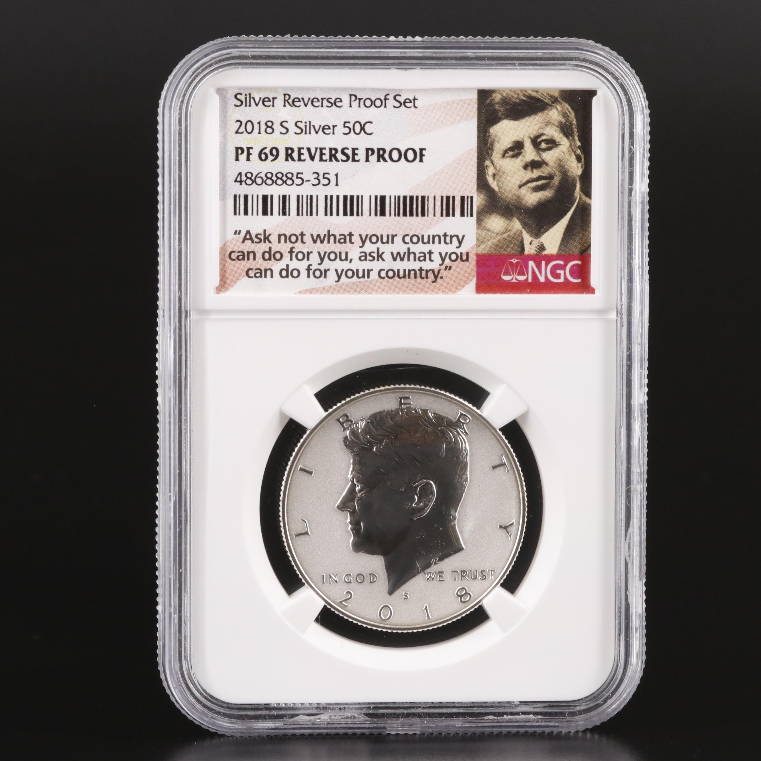 NGC PF69 Reverse Proof 2018-S Kennedy Half Dollar