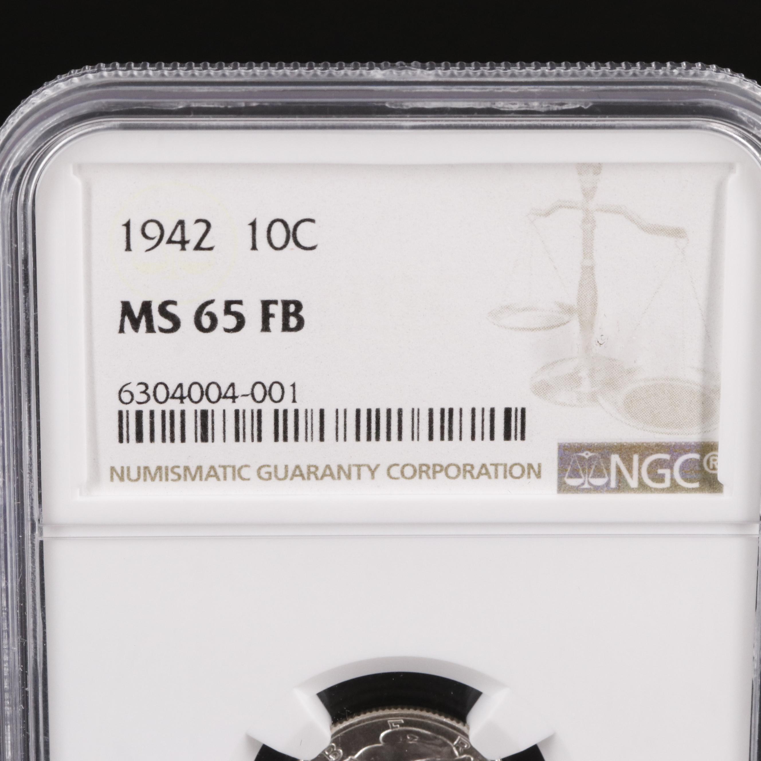 NGC MS65FB 1942 Mercury Dime