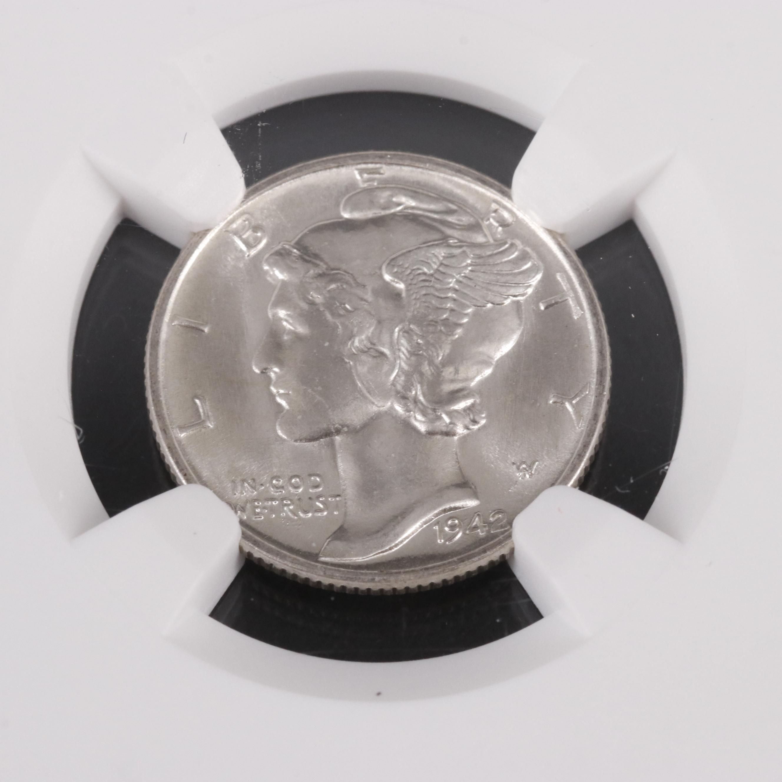 NGC MS65FB 1942 Mercury Dime