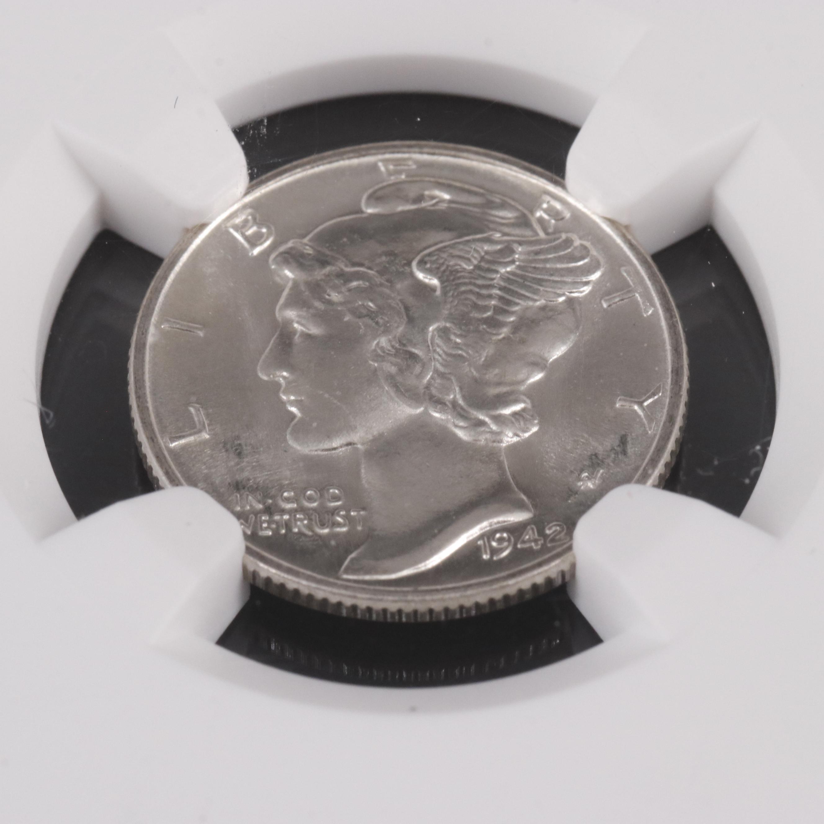 NGC MS65FB 1942 Mercury Dime