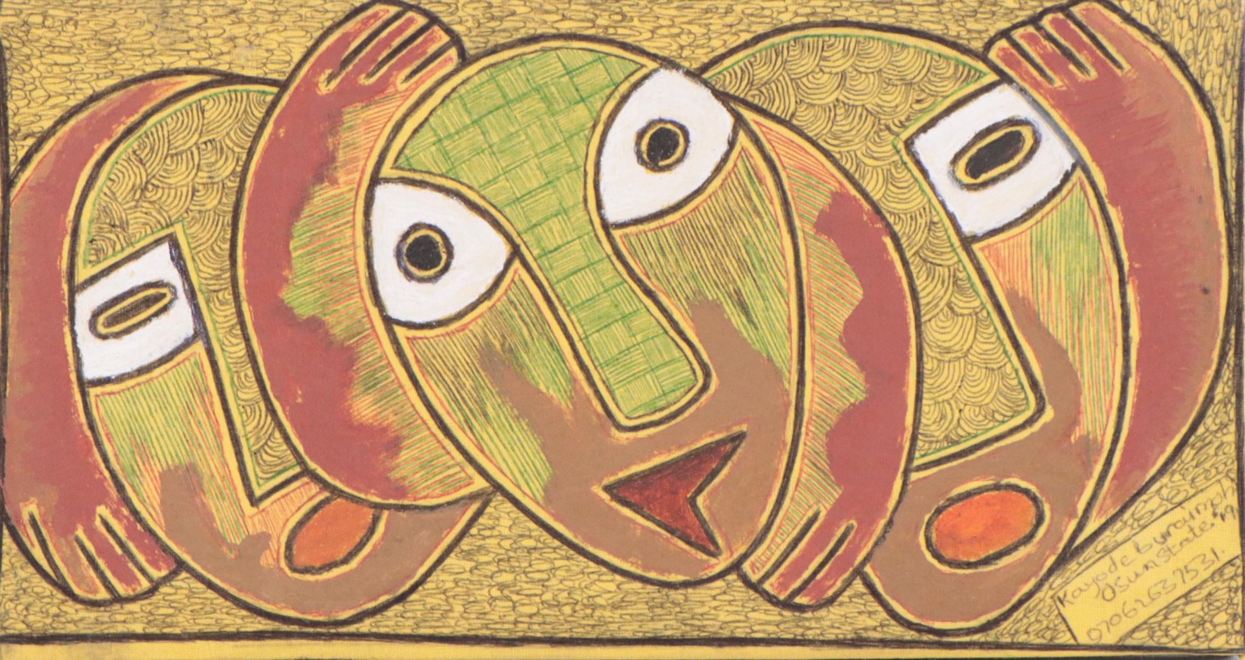 Kayode Buraimoh Abstract Figural Mixed Media Painting, 2019