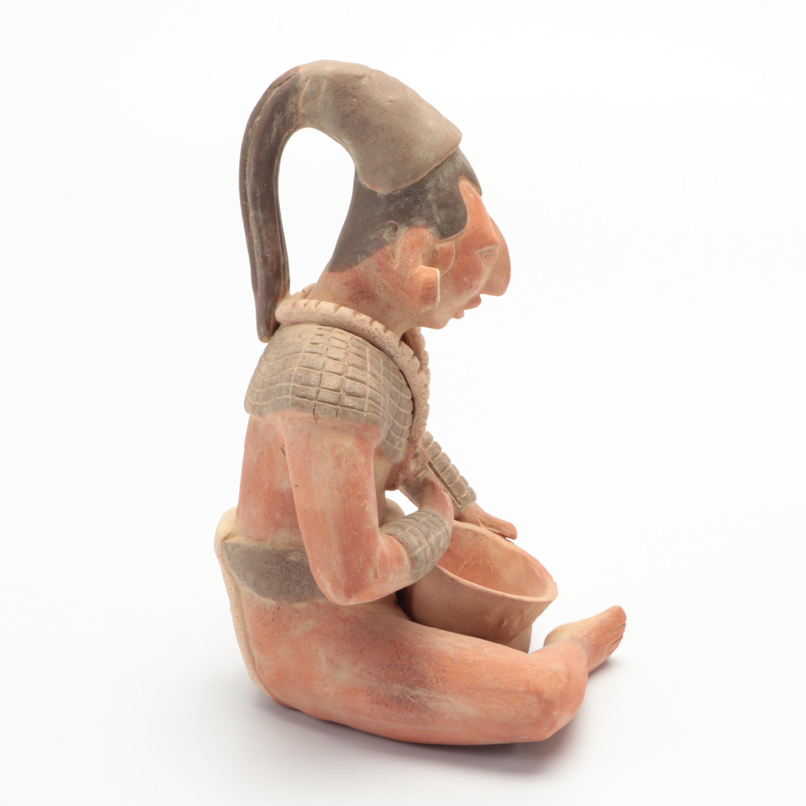 Handcrafted Aztec Style Terracotta Seated Figurine