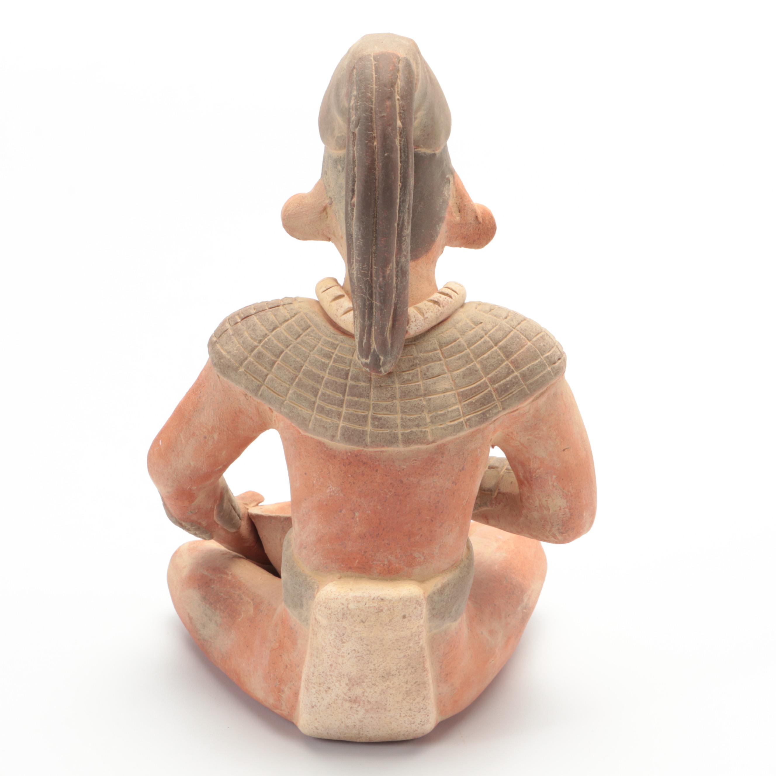 Handcrafted Aztec Style Terracotta Seated Figurine