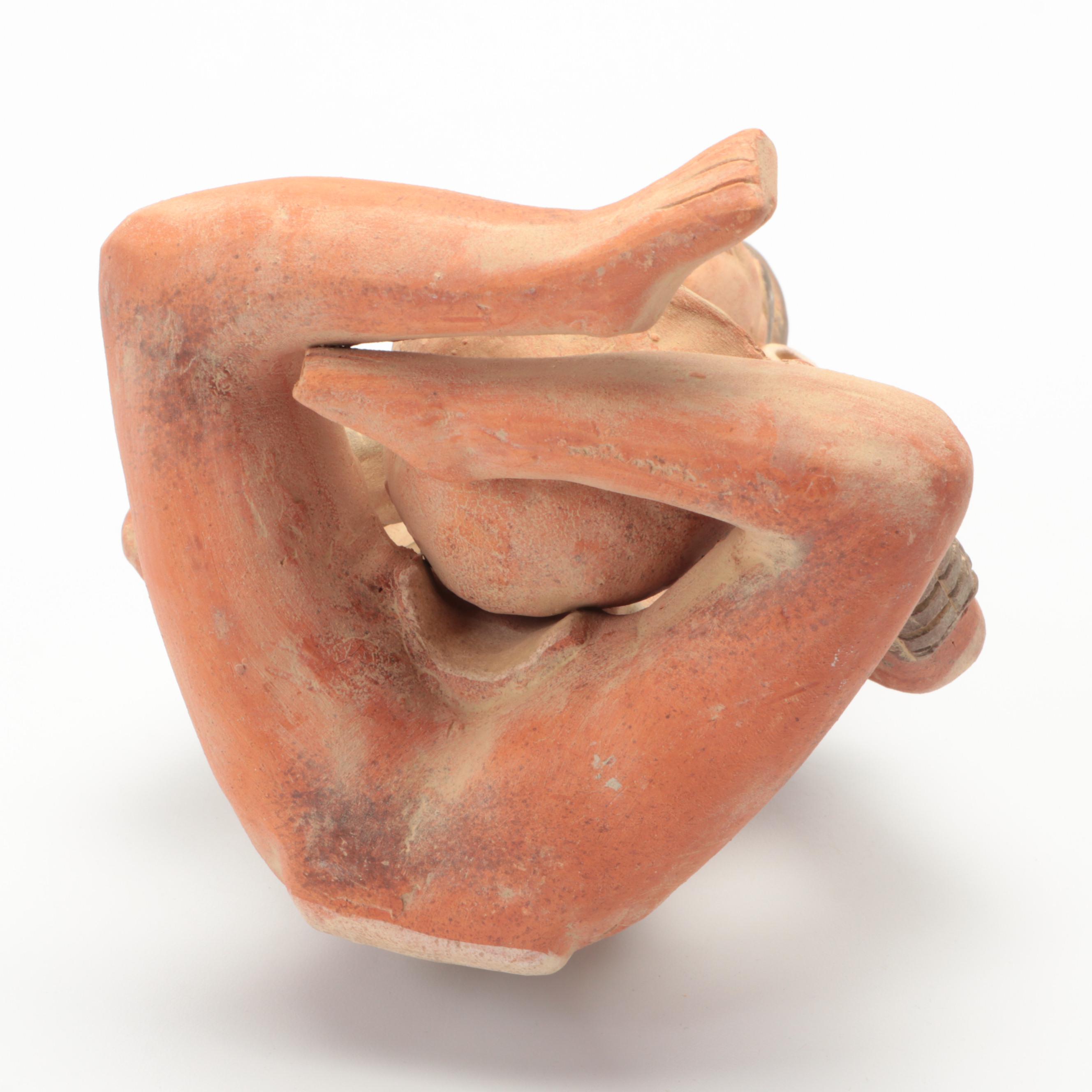 Handcrafted Aztec Style Terracotta Seated Figurine