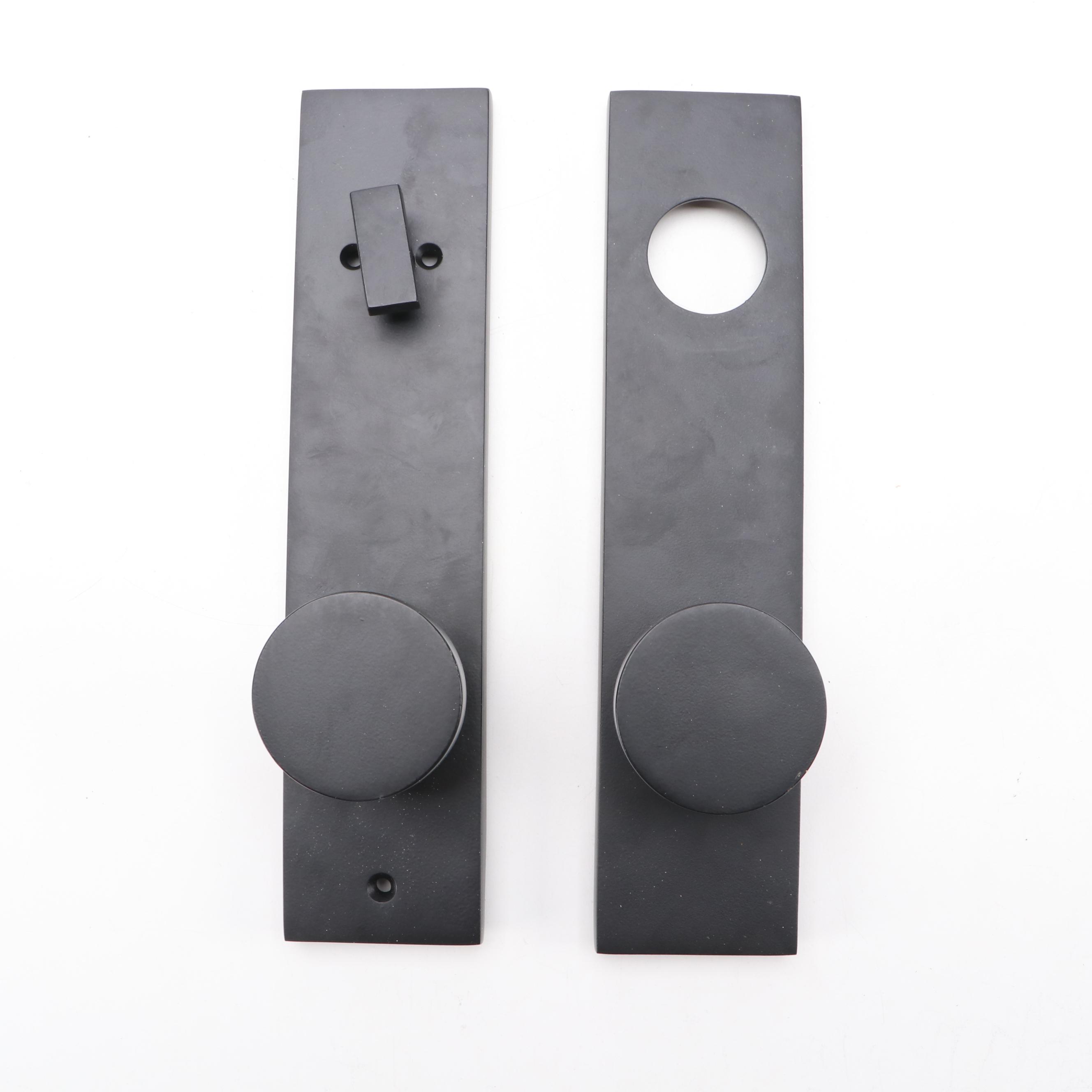 Satin Black Finish Solid Brass Round Knob Entrance Door Set