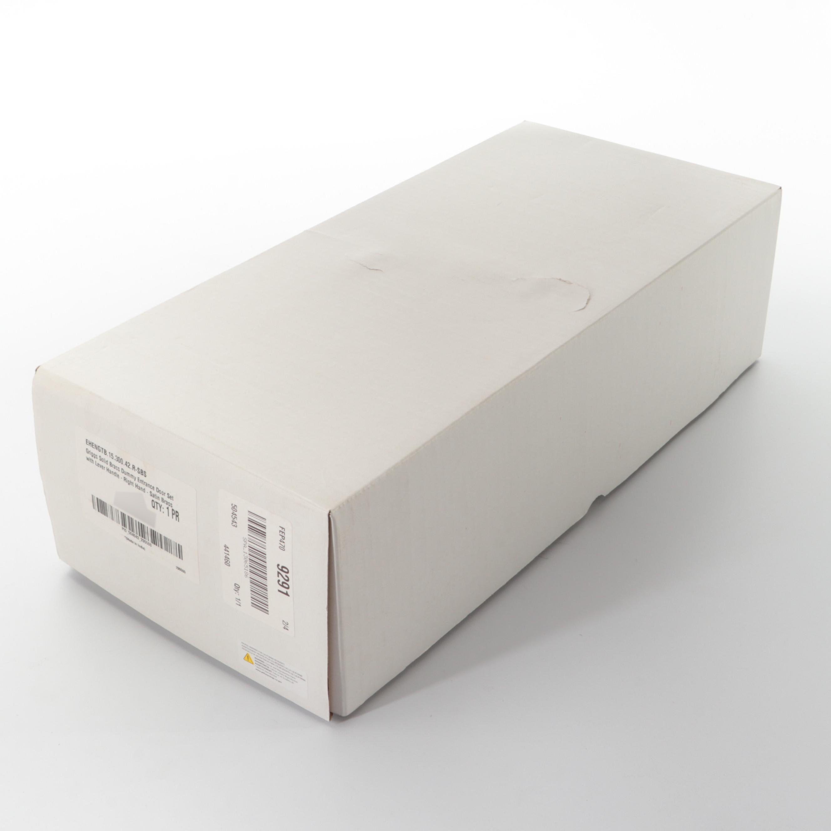 Satin Brass Finish Lever Handle Dummy Entrance Door Set and Passage Latch