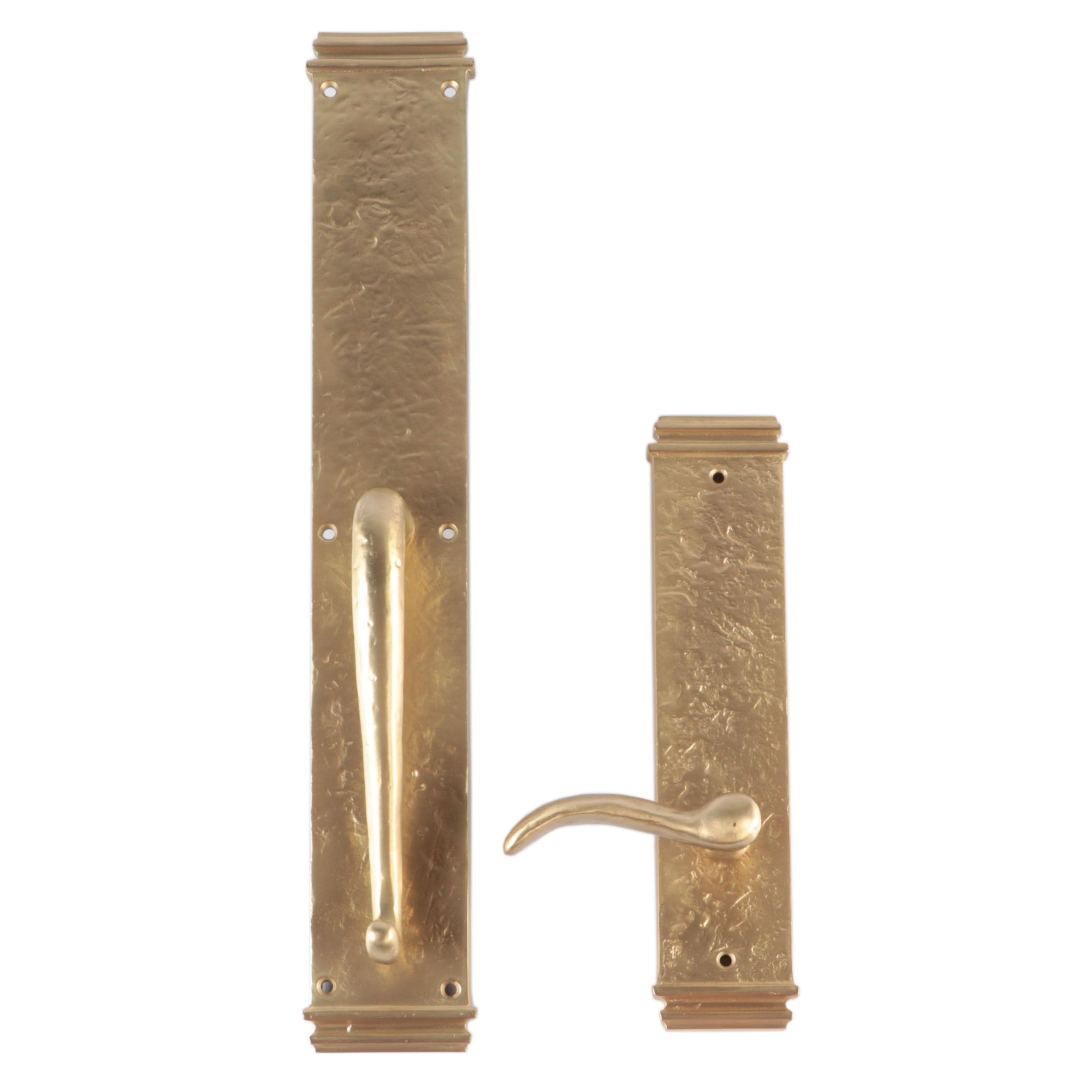 Satin Brass Finish Lever Handle Dummy Entrance Door Set and Passage Latch