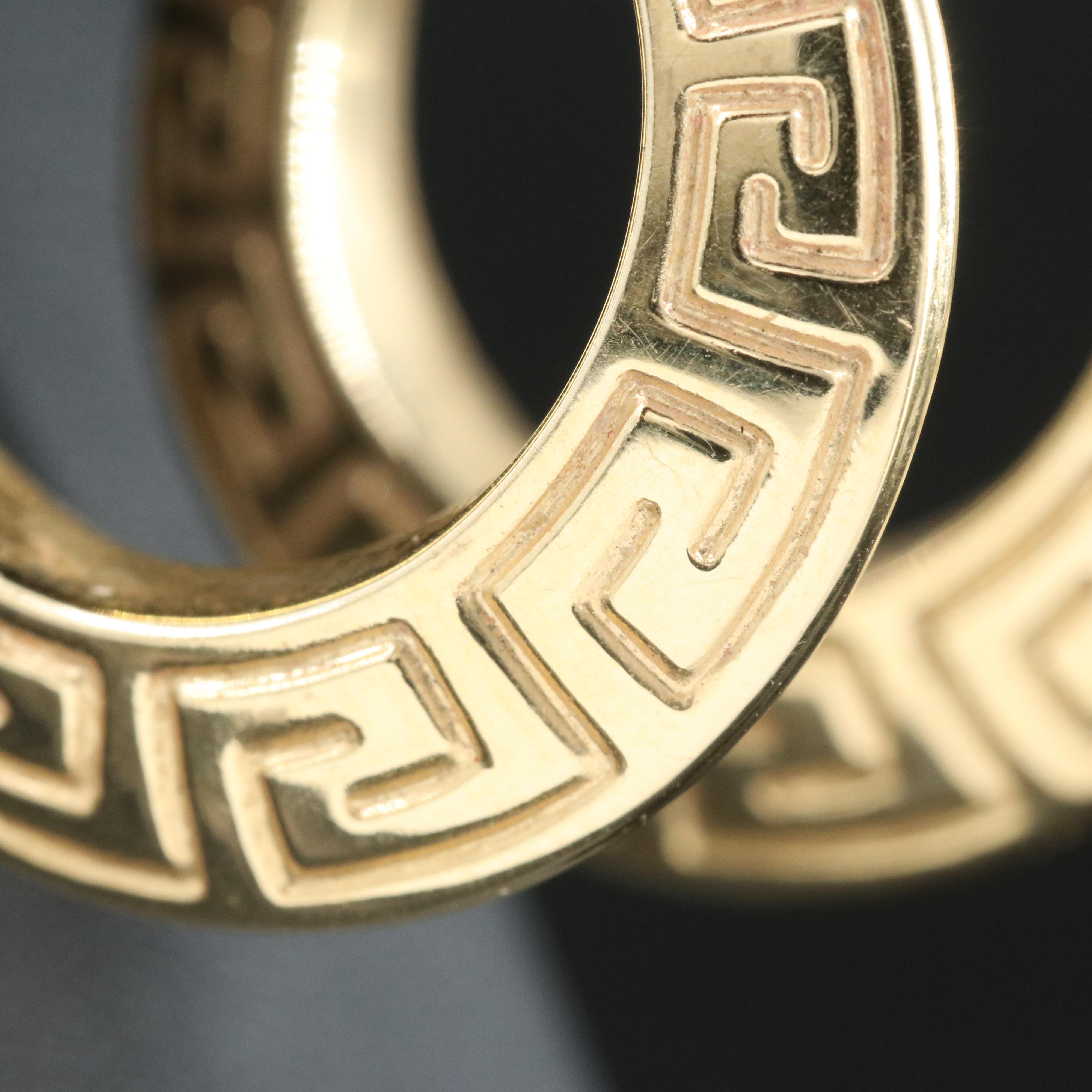 14K Greek Key Hoop Earrings