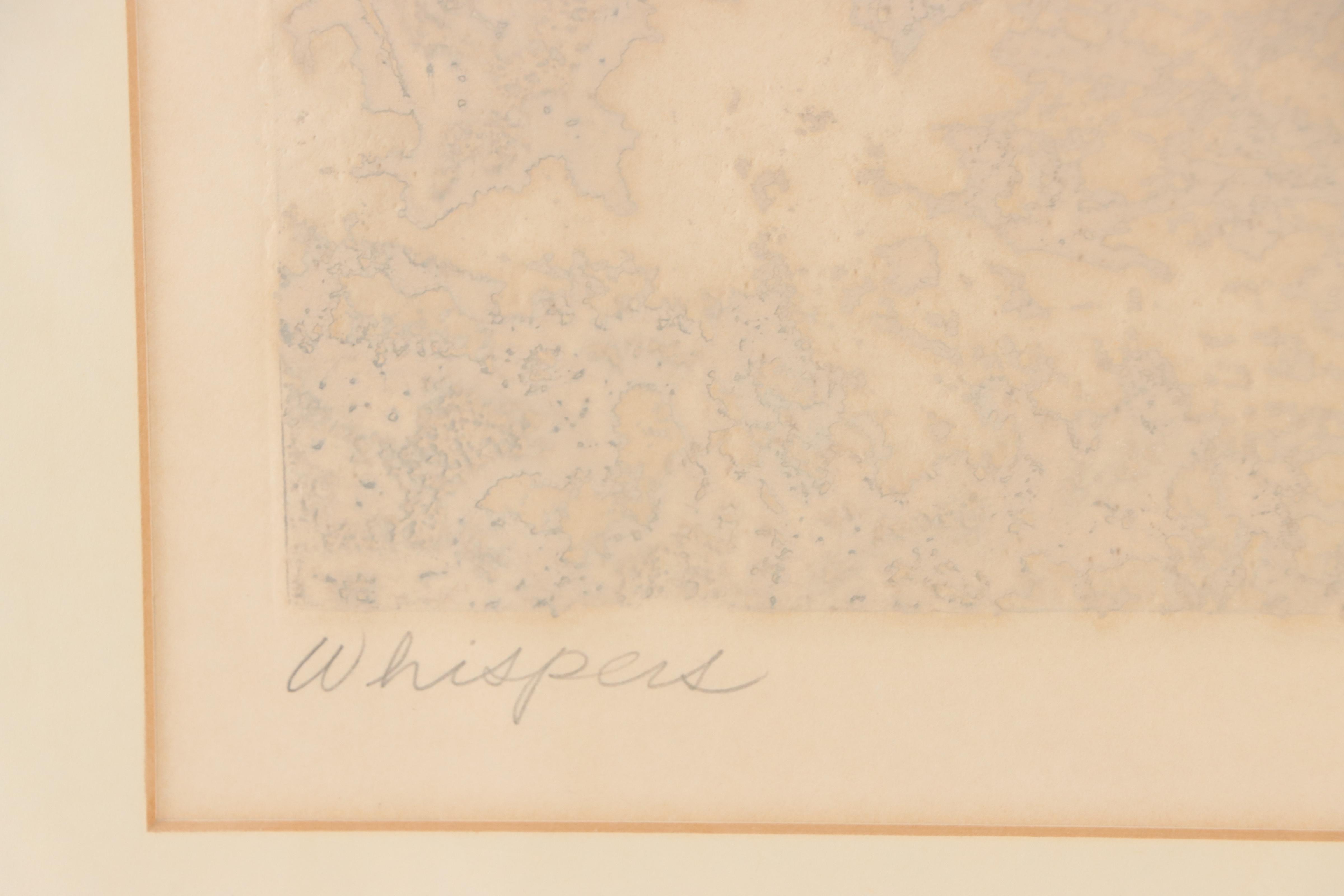 Paula Crane Embossed Aquatint Print "Whispers," Late 20th Century