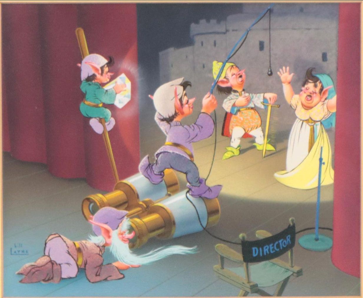 Bill Layne Gouache Painting of Elves Putting on a Play