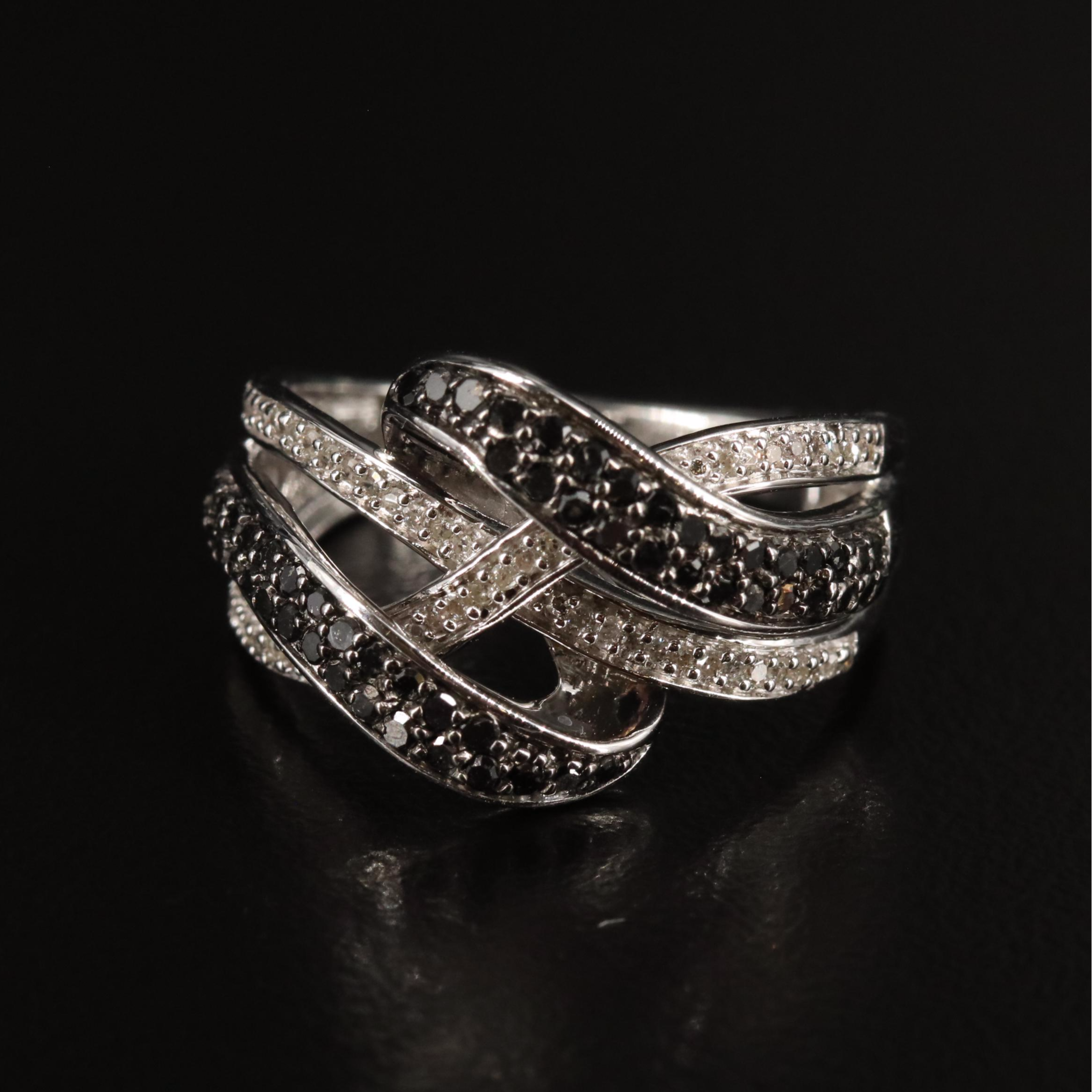 Sterling Diamond Crossover Ring