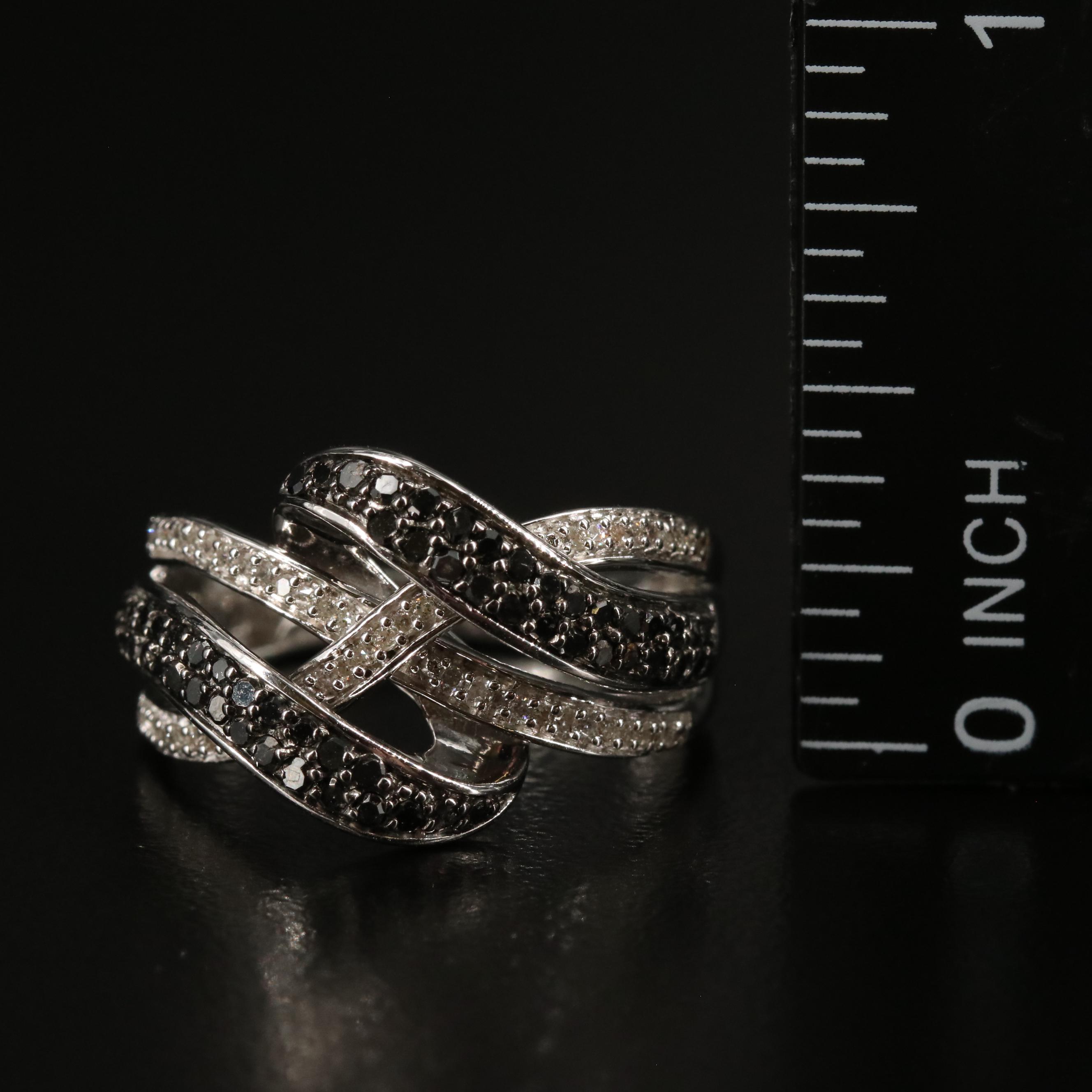 Sterling Diamond Crossover Ring