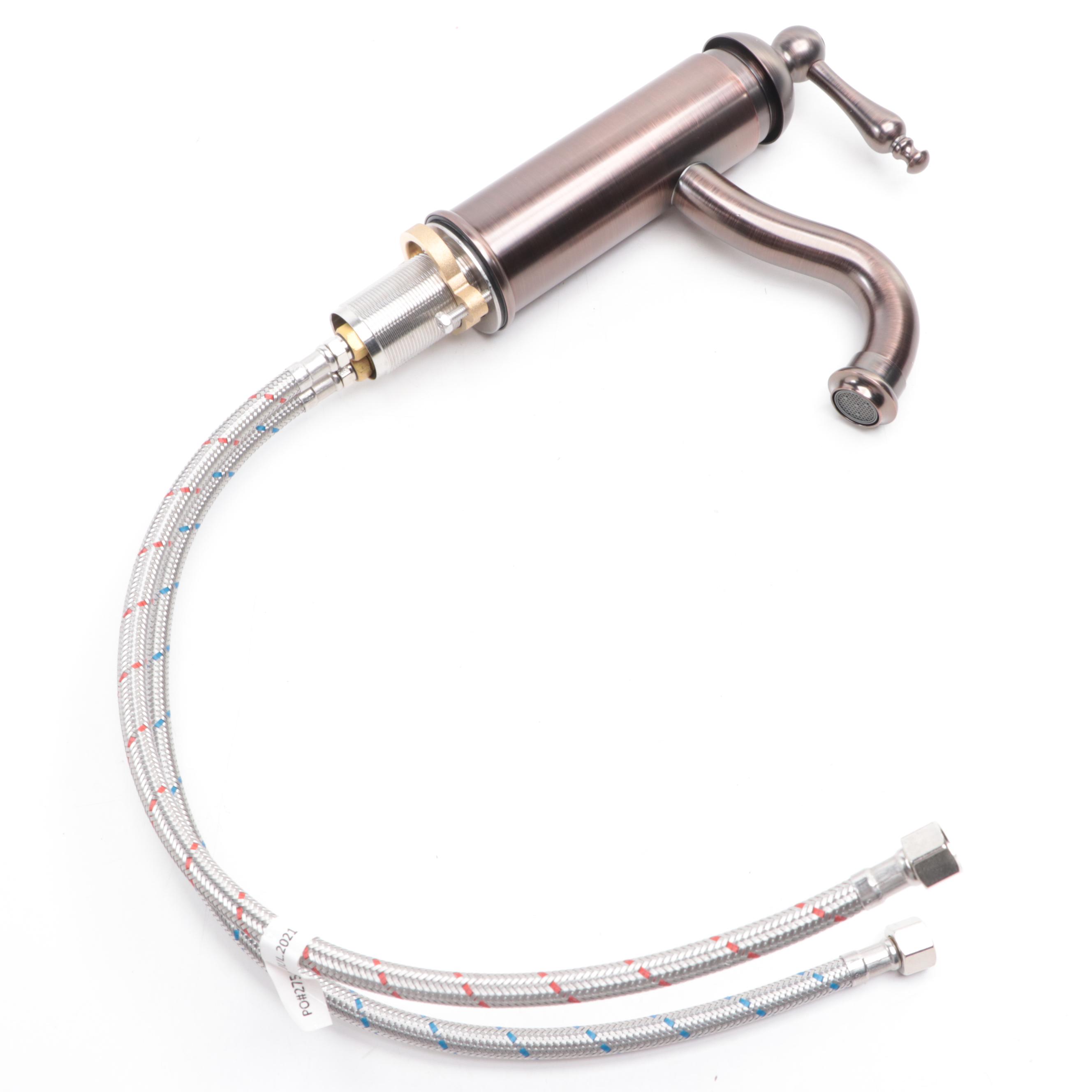 Oil Rubbed Bronze Finish Single-Hole Bathroom Faucet With Pop-Up Drain