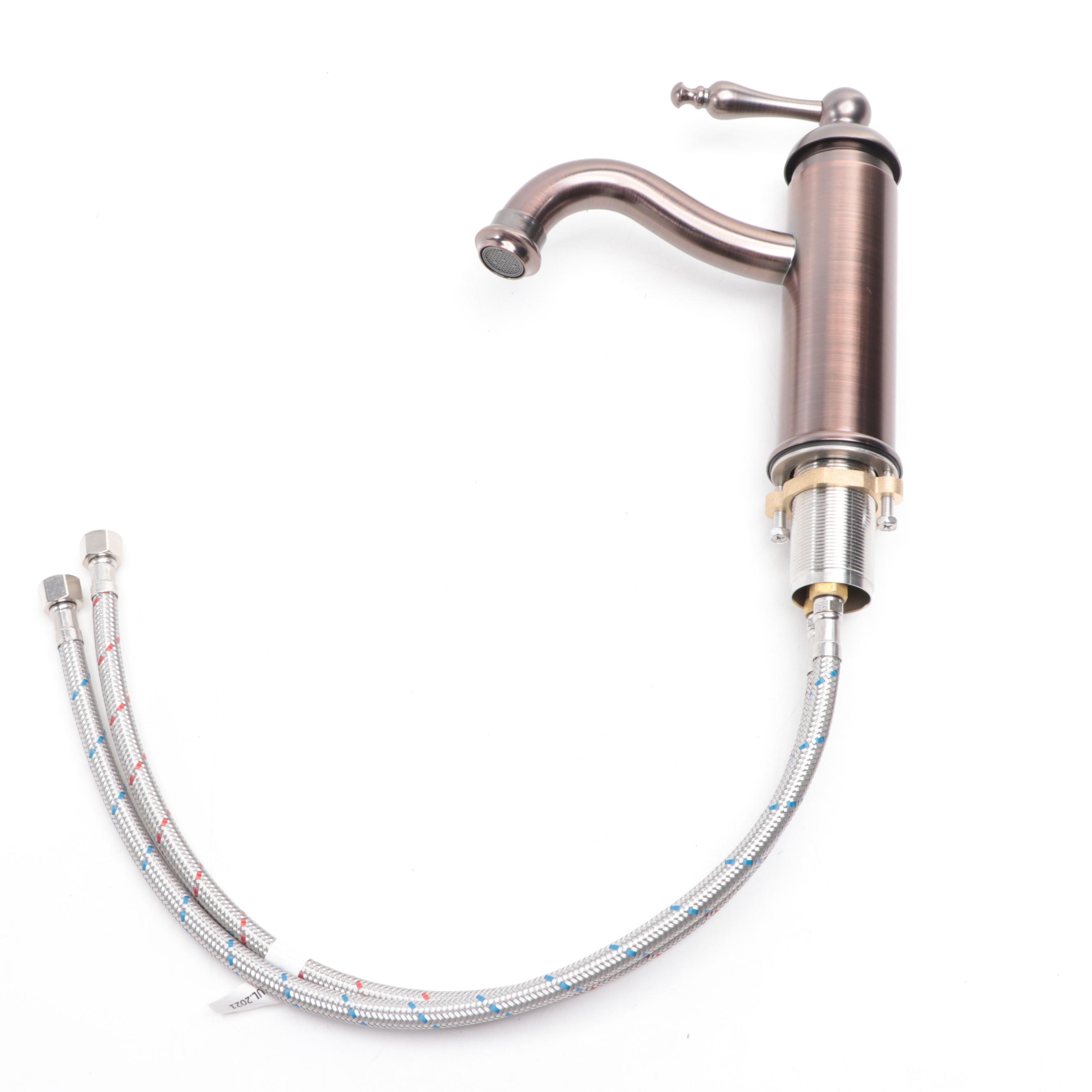 Oil Rubbed Bronze Finish Single-Hole Bathroom Faucet With Pop-Up Drain