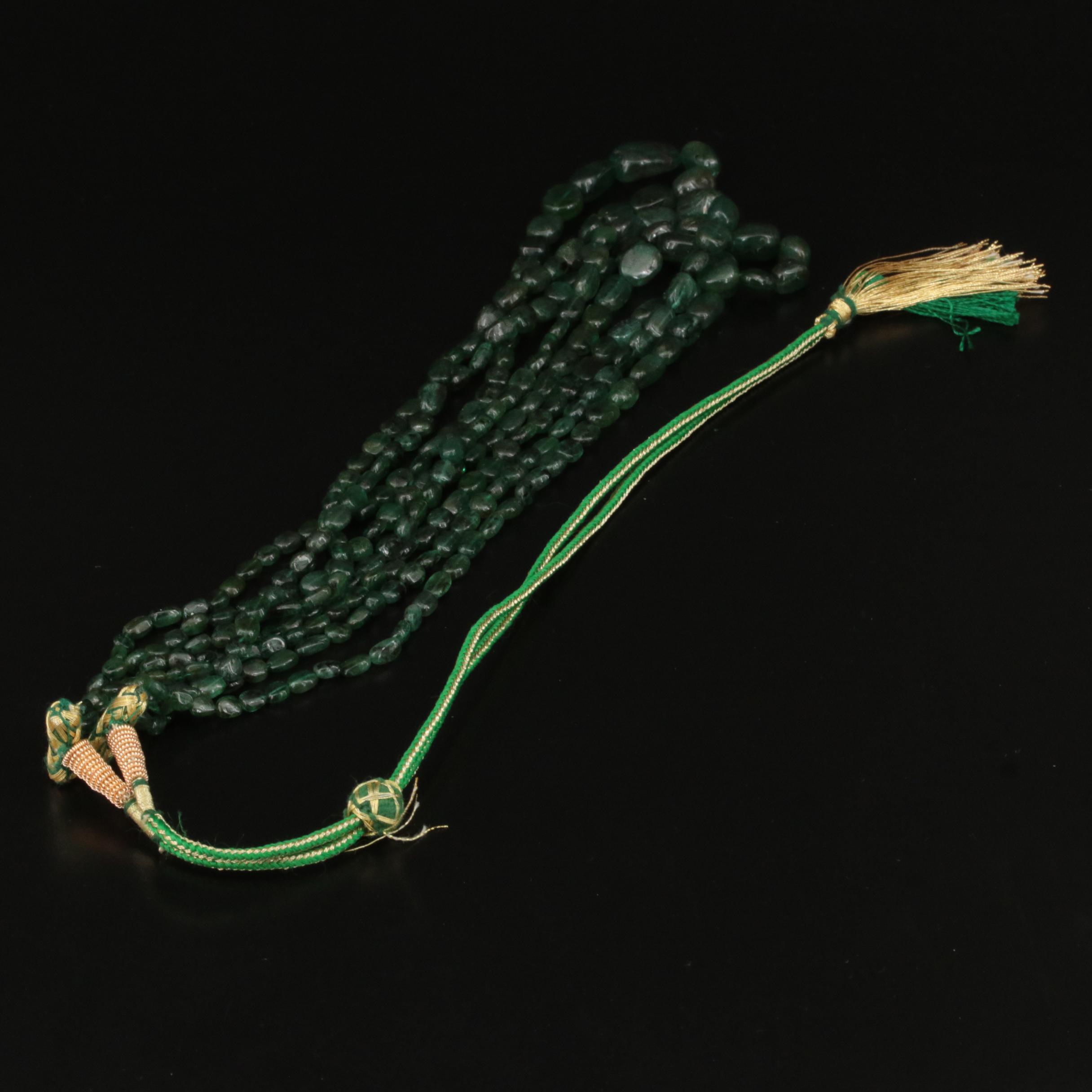 330.00 CTW Emerald Multi-Strand Graduated Bead Necklace