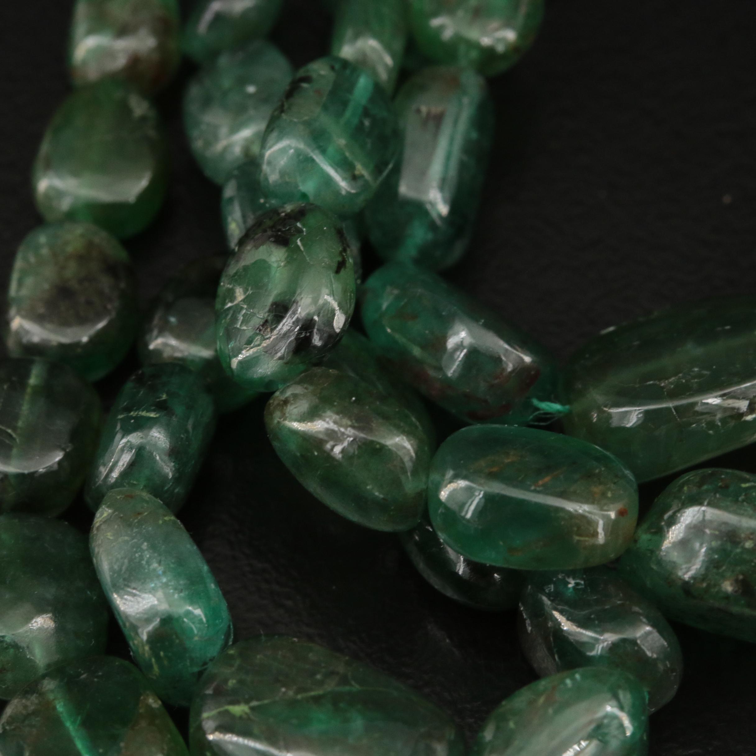 330.00 CTW Emerald Multi-Strand Graduated Bead Necklace