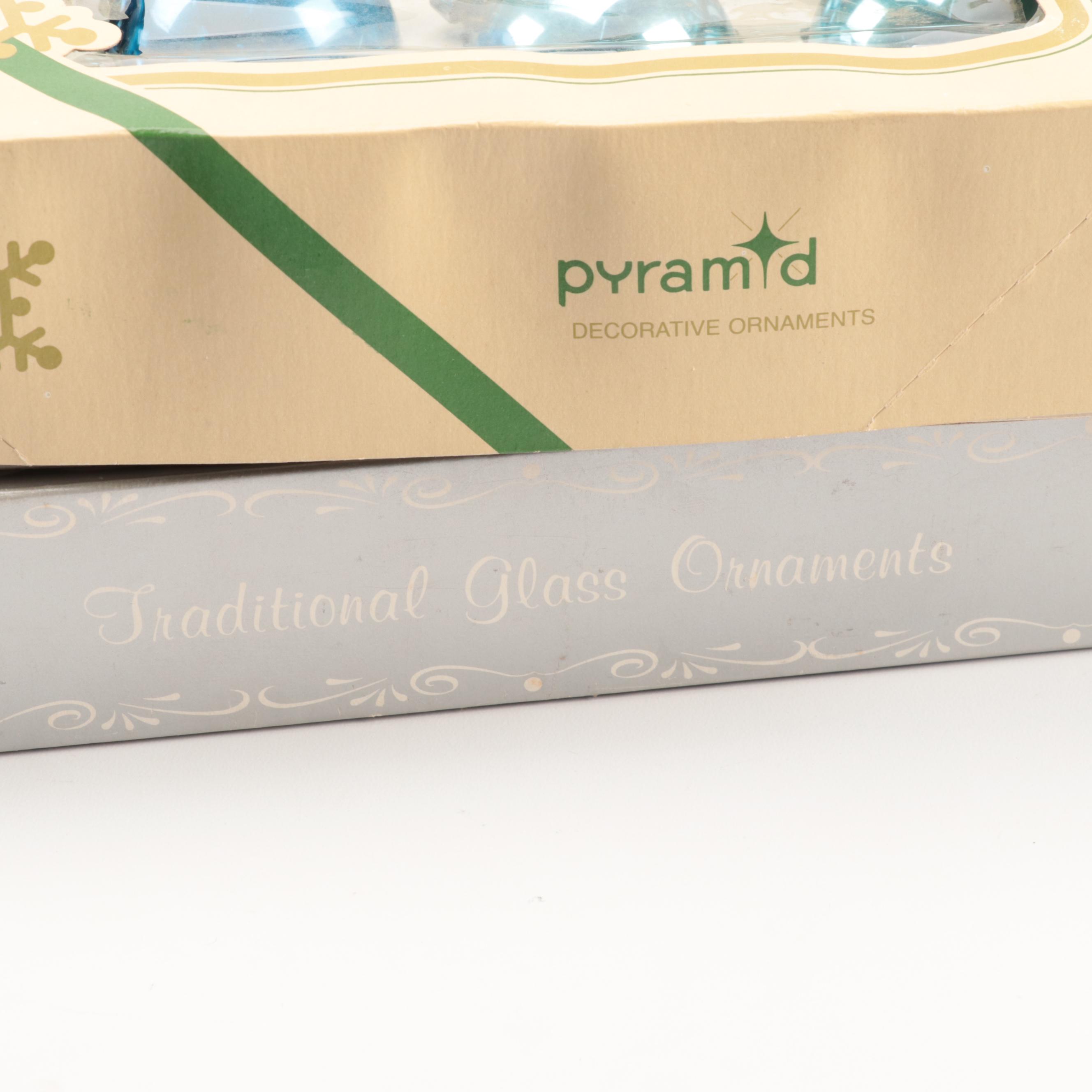 Shiny Brite and Other Blown Glass Ornaments with Miniature Figurines and More