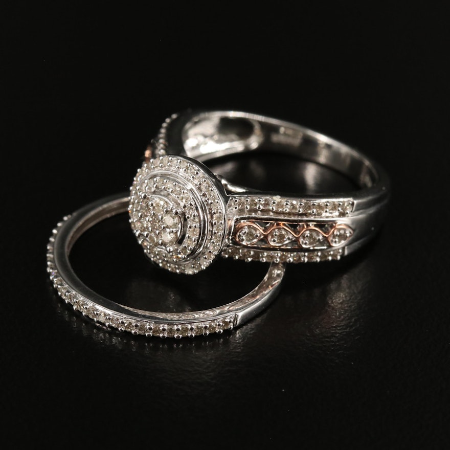 Sterling Diamond Ring and Band