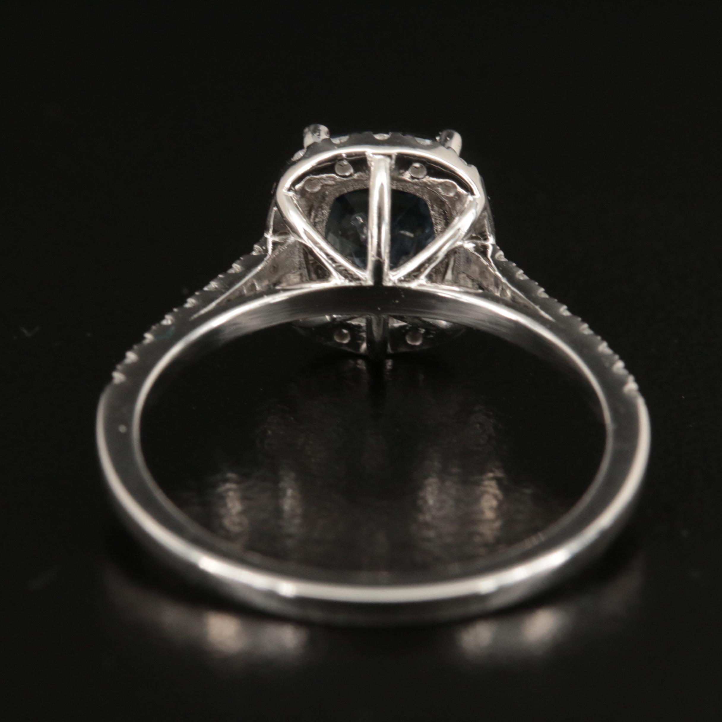 14K 1.61 CT Sapphire and Diamond Halo Ring