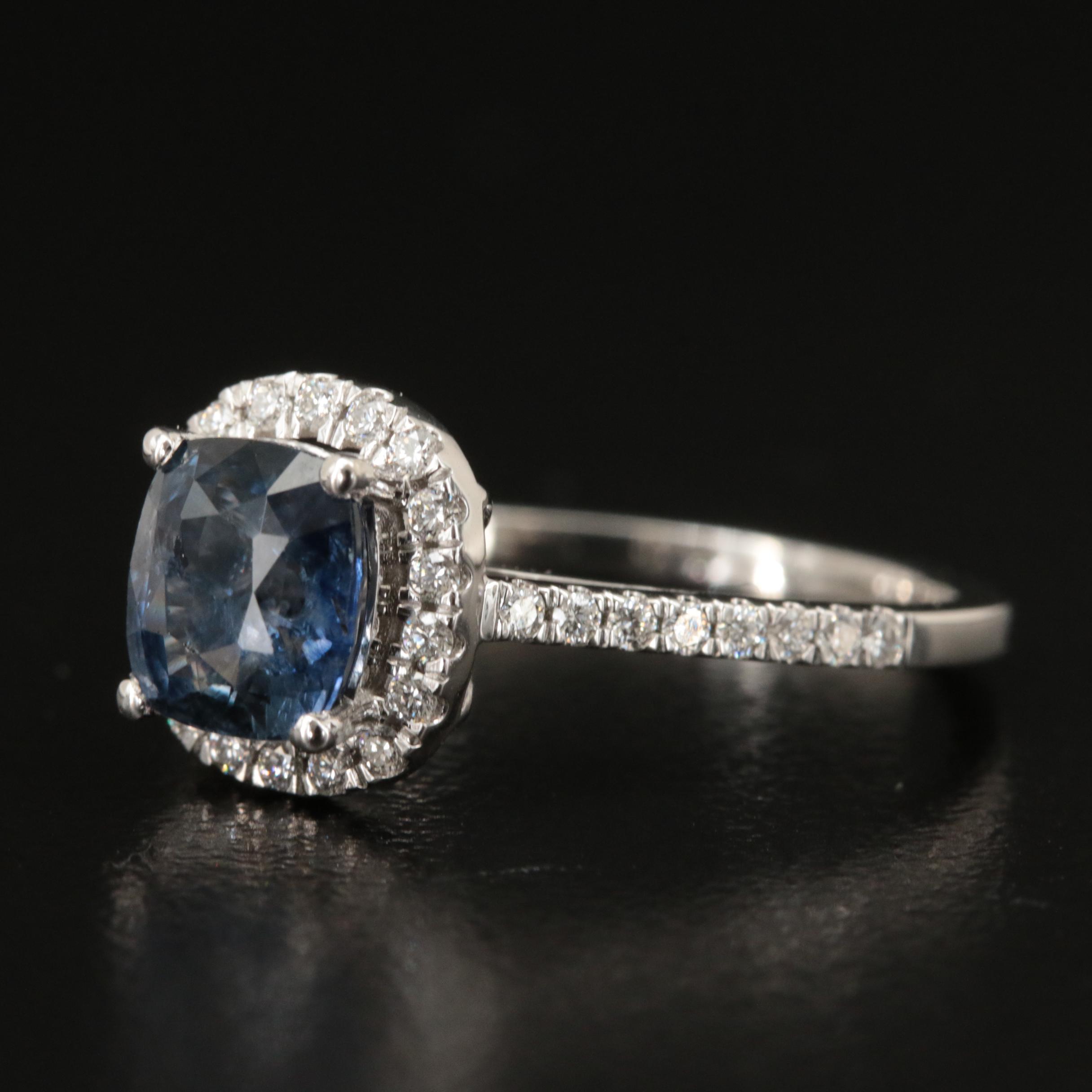 14K 1.61 CT Sapphire and Diamond Halo Ring