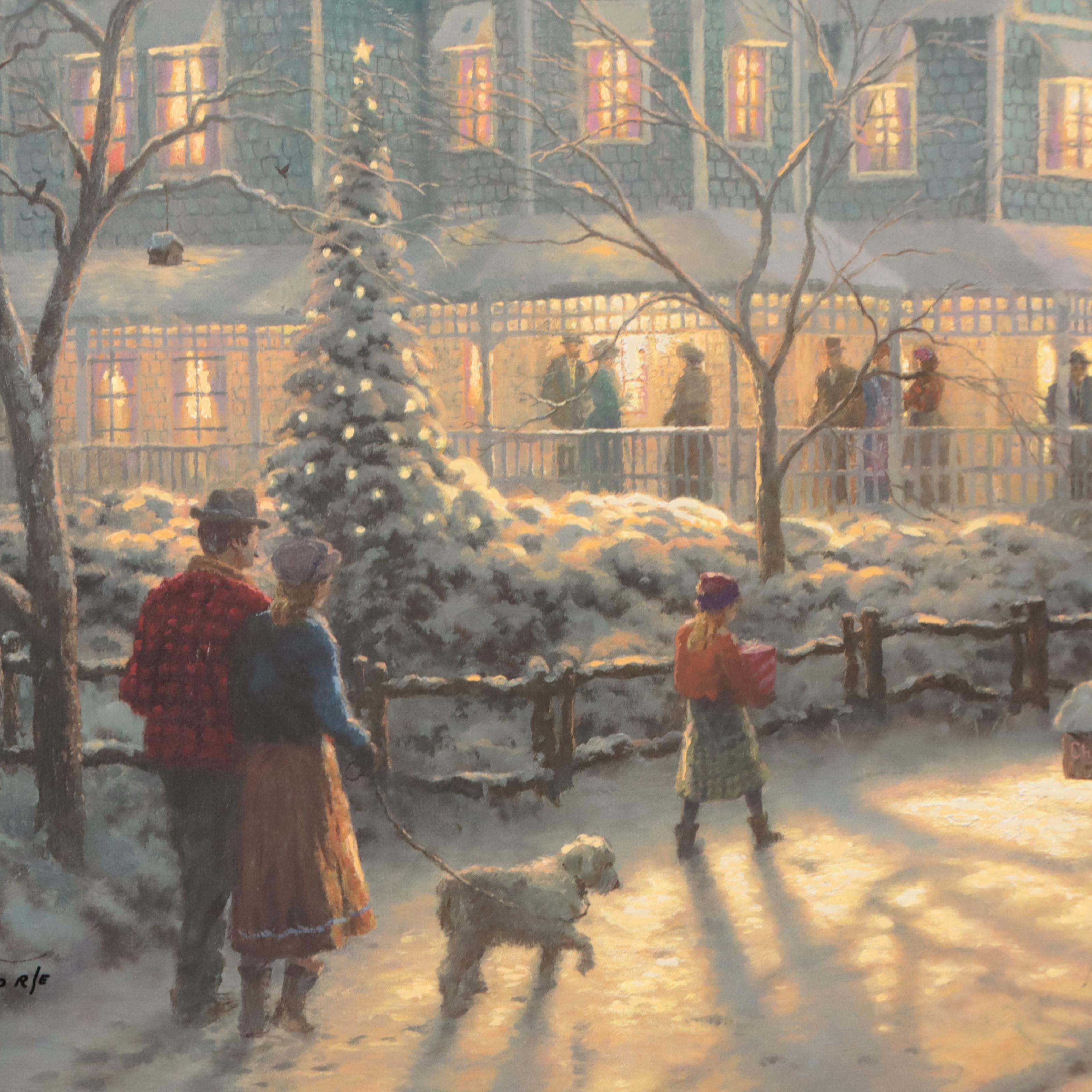 Thomas Kinkade "A Holiday Gathering: Christmas Cottage IX" Signed Print