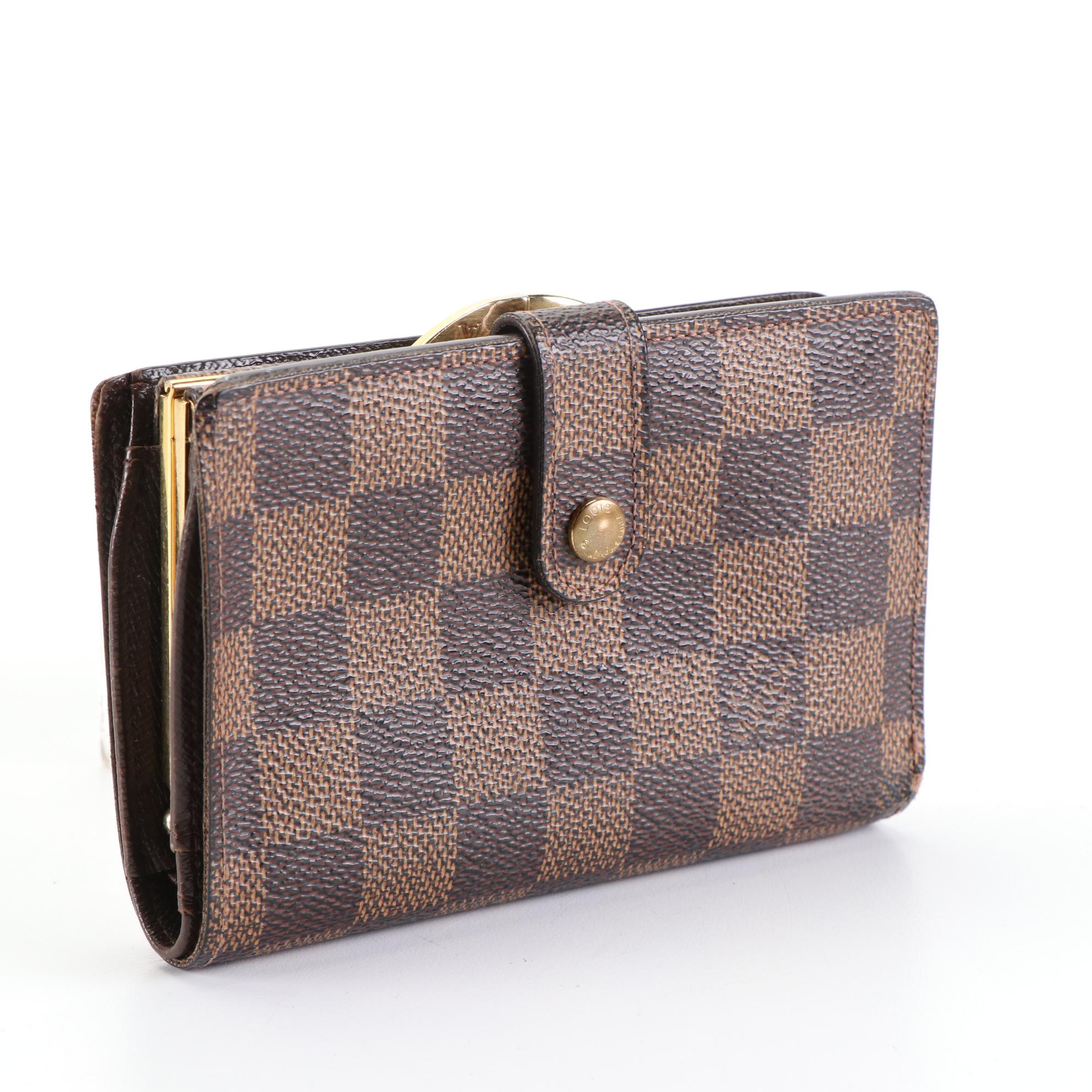 Louis Vuitton Damier Ebene Porte Viennois Kiss Lock Coin Purse Wallet with Box