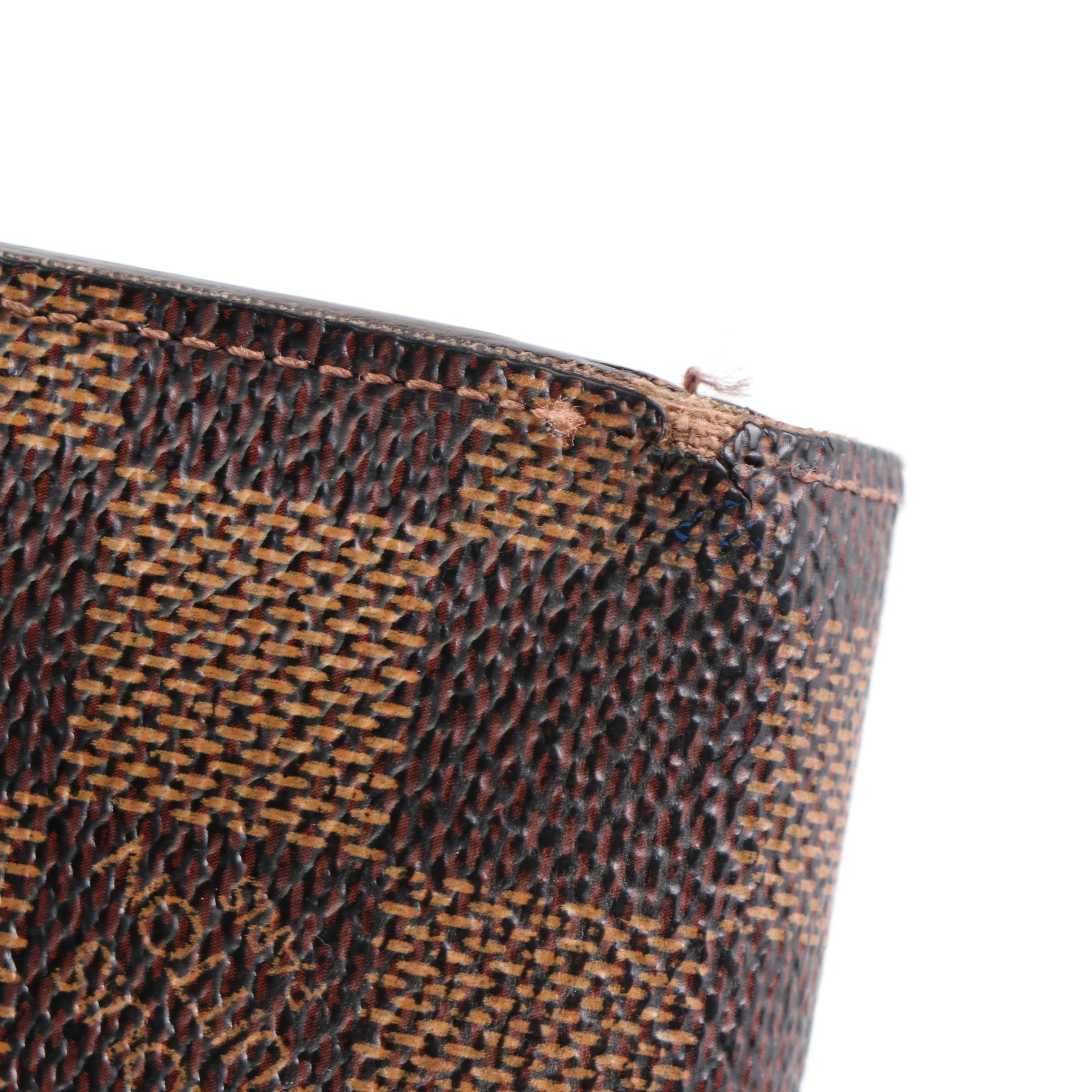 Louis Vuitton Damier Ebene Porte Viennois Kiss Lock Coin Purse Wallet with Box