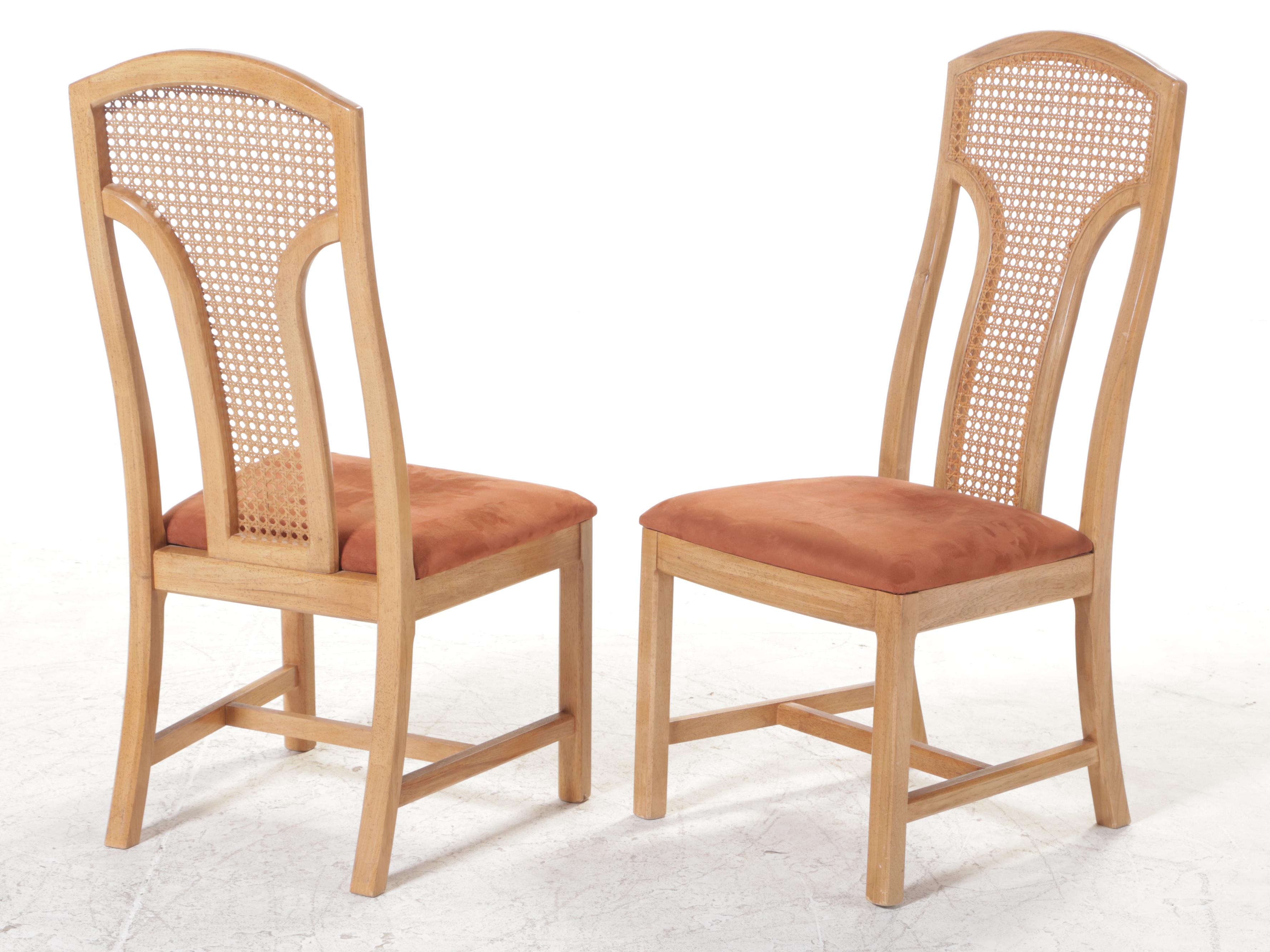 Seven-Piece Thomasville Oak and Caned Dining Set, Late 20th Century