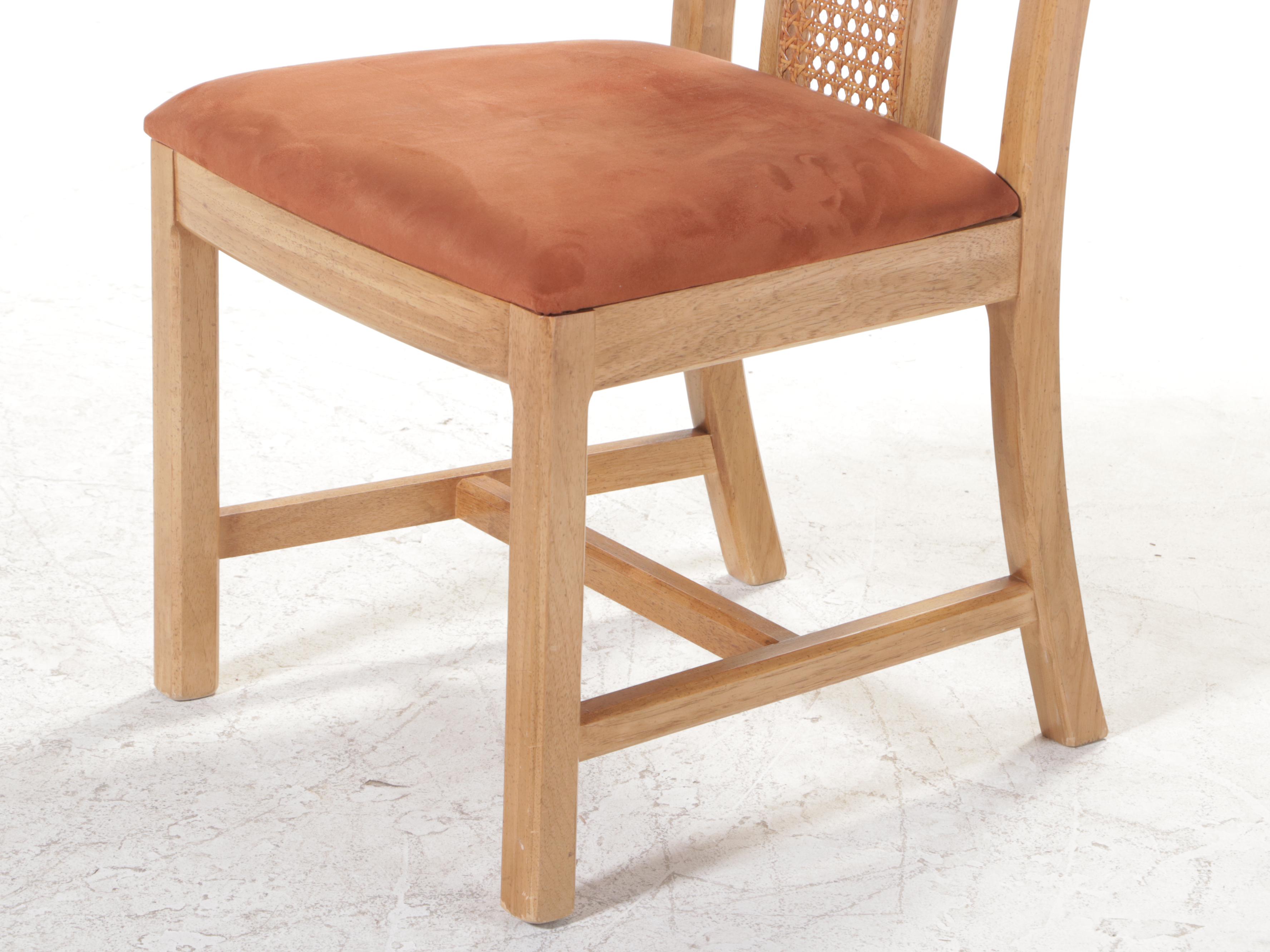 Seven-Piece Thomasville Oak and Caned Dining Set, Late 20th Century