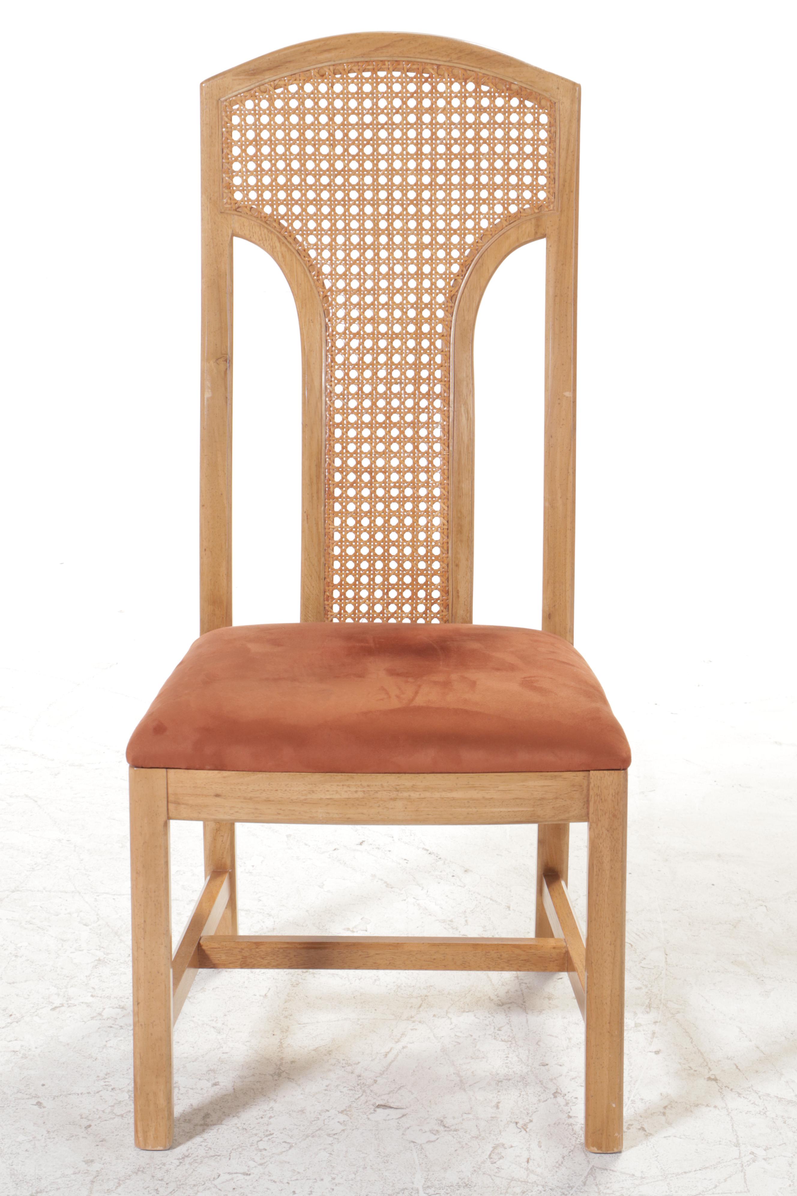 Seven-Piece Thomasville Oak and Caned Dining Set, Late 20th Century