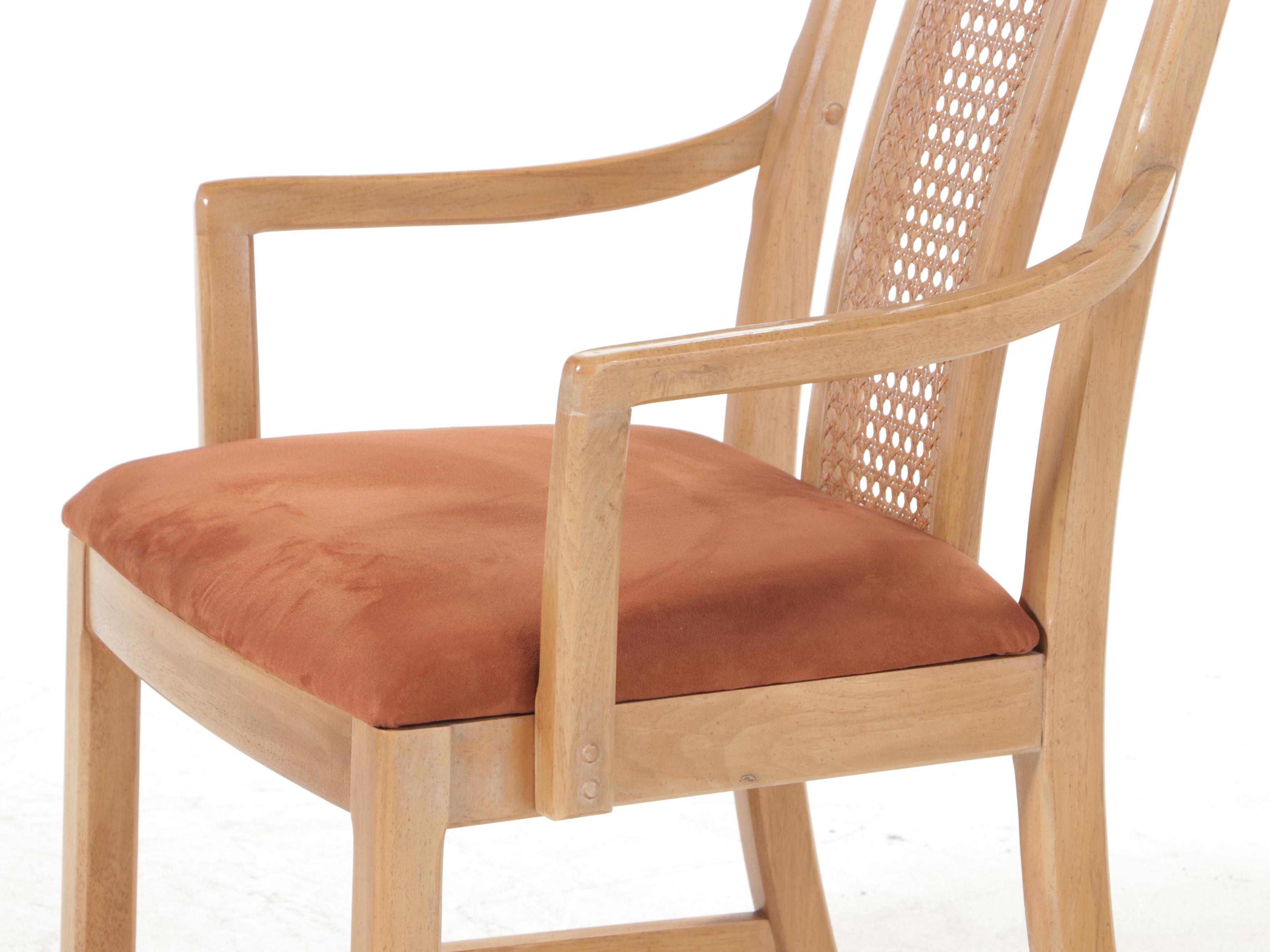 Seven-Piece Thomasville Oak and Caned Dining Set, Late 20th Century