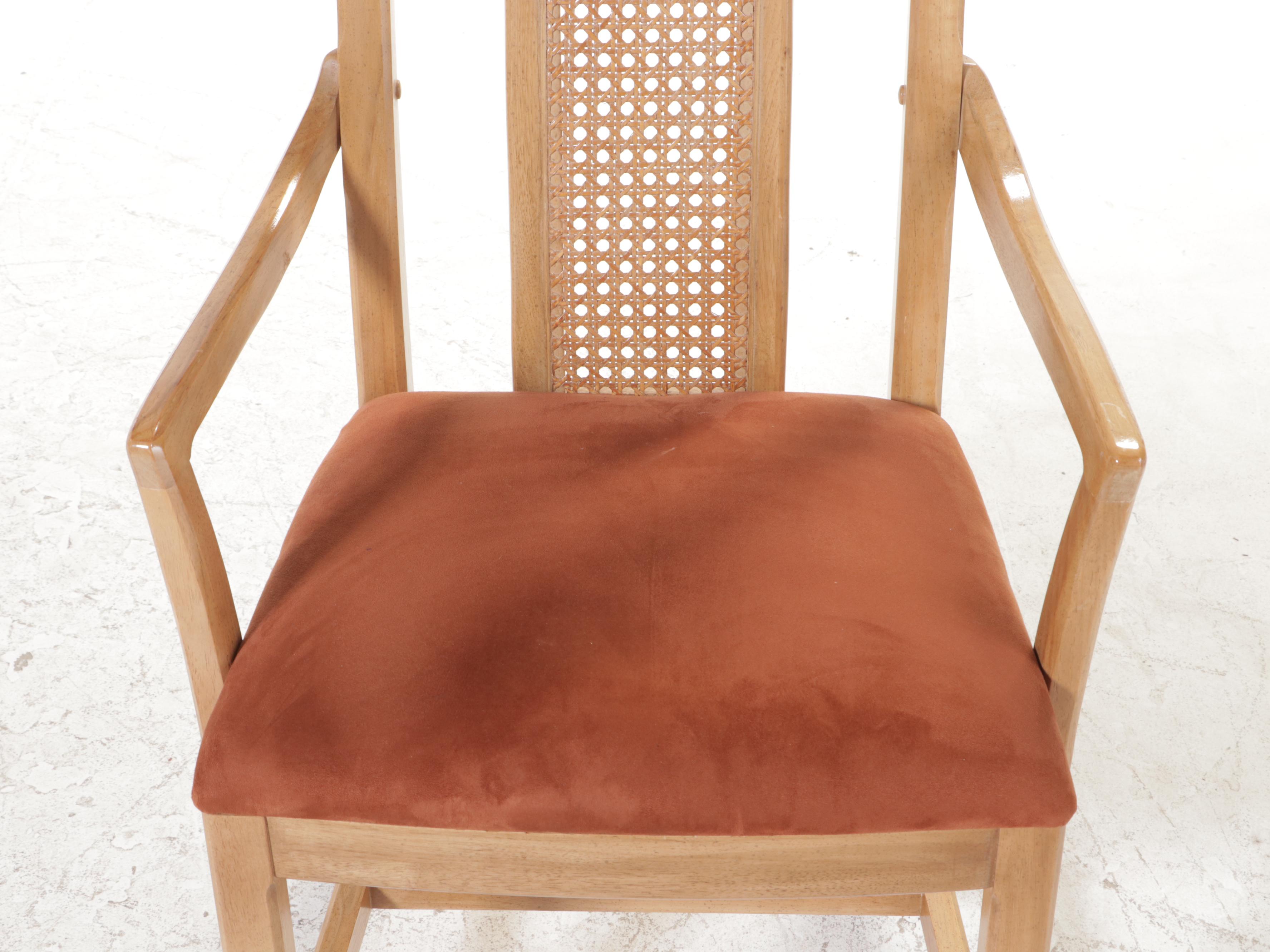 Seven-Piece Thomasville Oak and Caned Dining Set, Late 20th Century