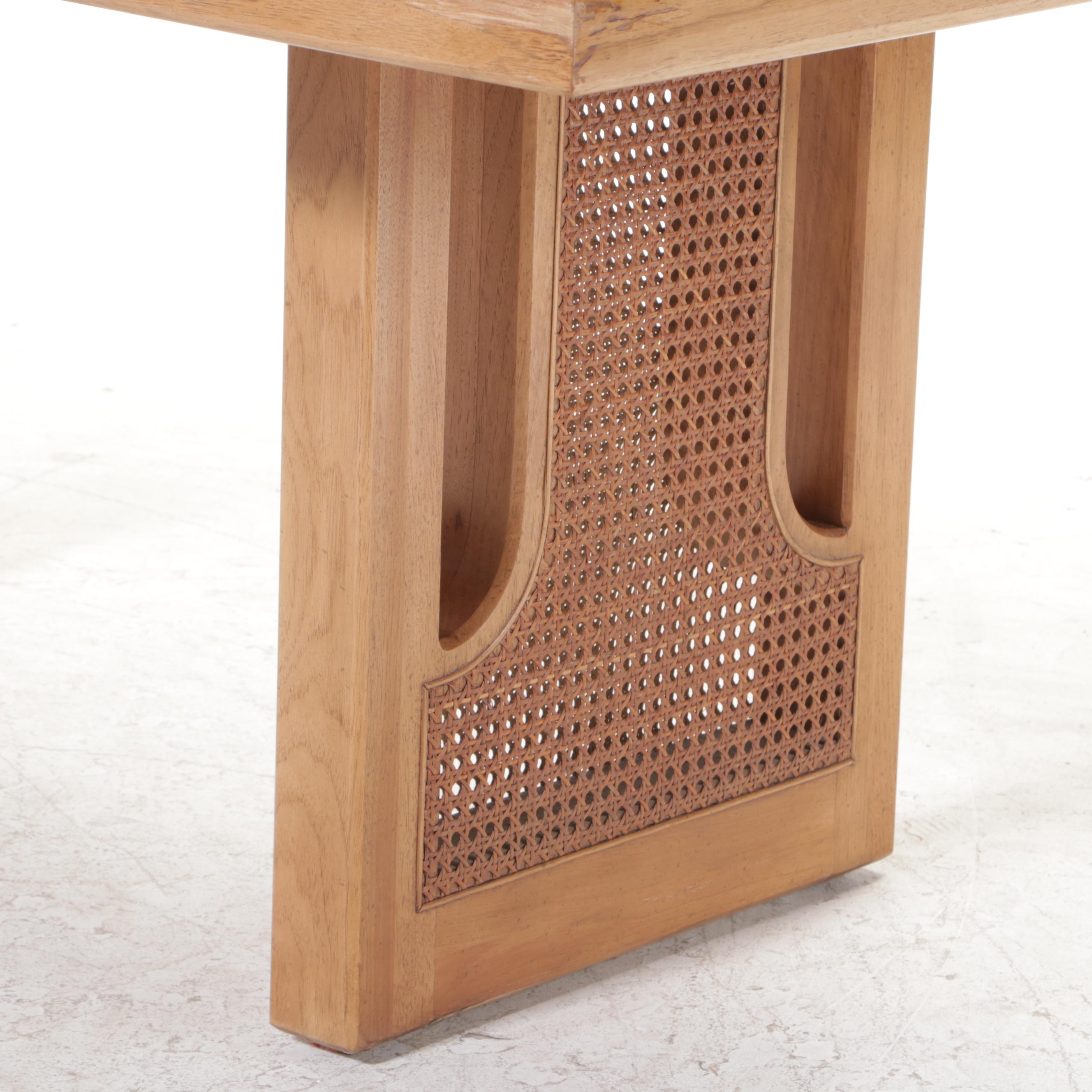 Seven-Piece Thomasville Oak and Caned Dining Set, Late 20th Century